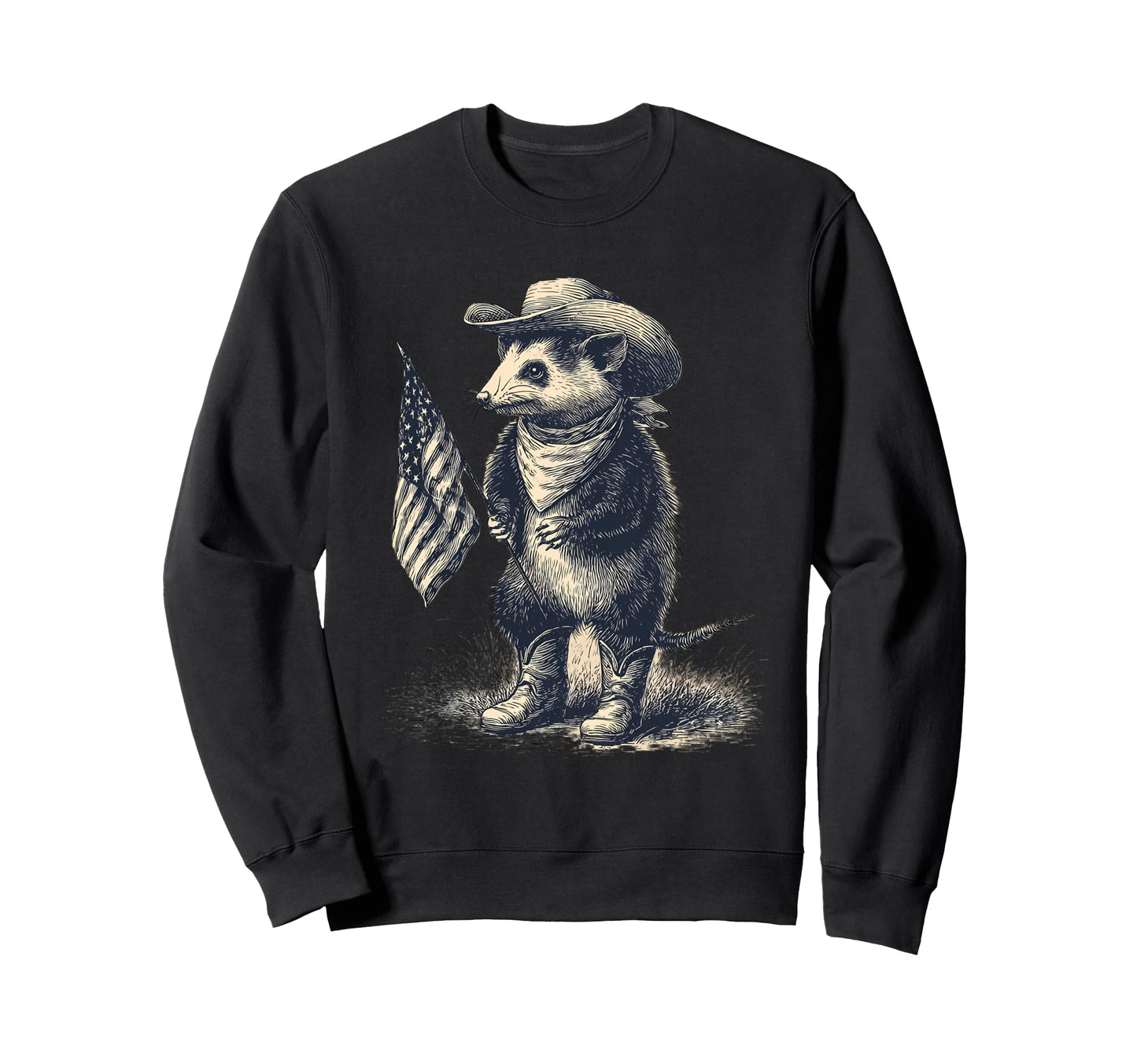 Country Cowboy Opossum Rodeo Possum Sweatshirt - Graphic Print Unisex - T-Shirt, Sweatshirt, Hoodie