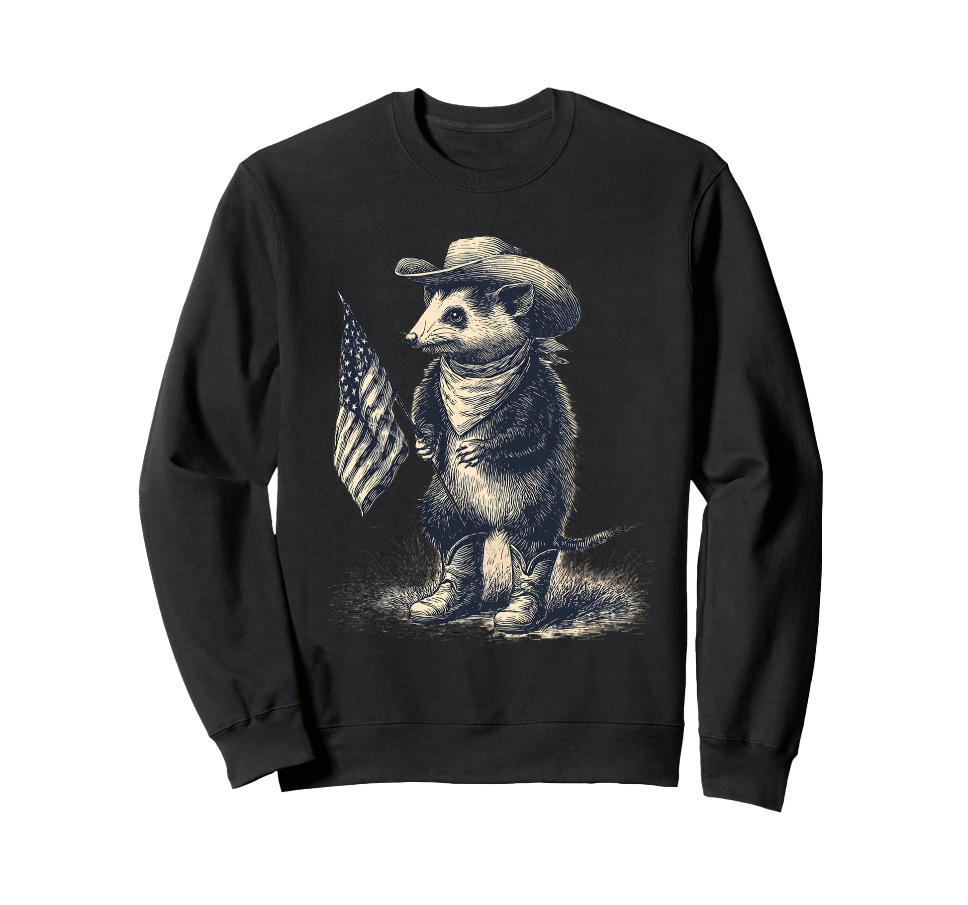 Country Cowboy Opossum Rodeo Possum Sweatshirt - Graphic Print Unisex - T-Shirt, Sweatshirt, Hoodie