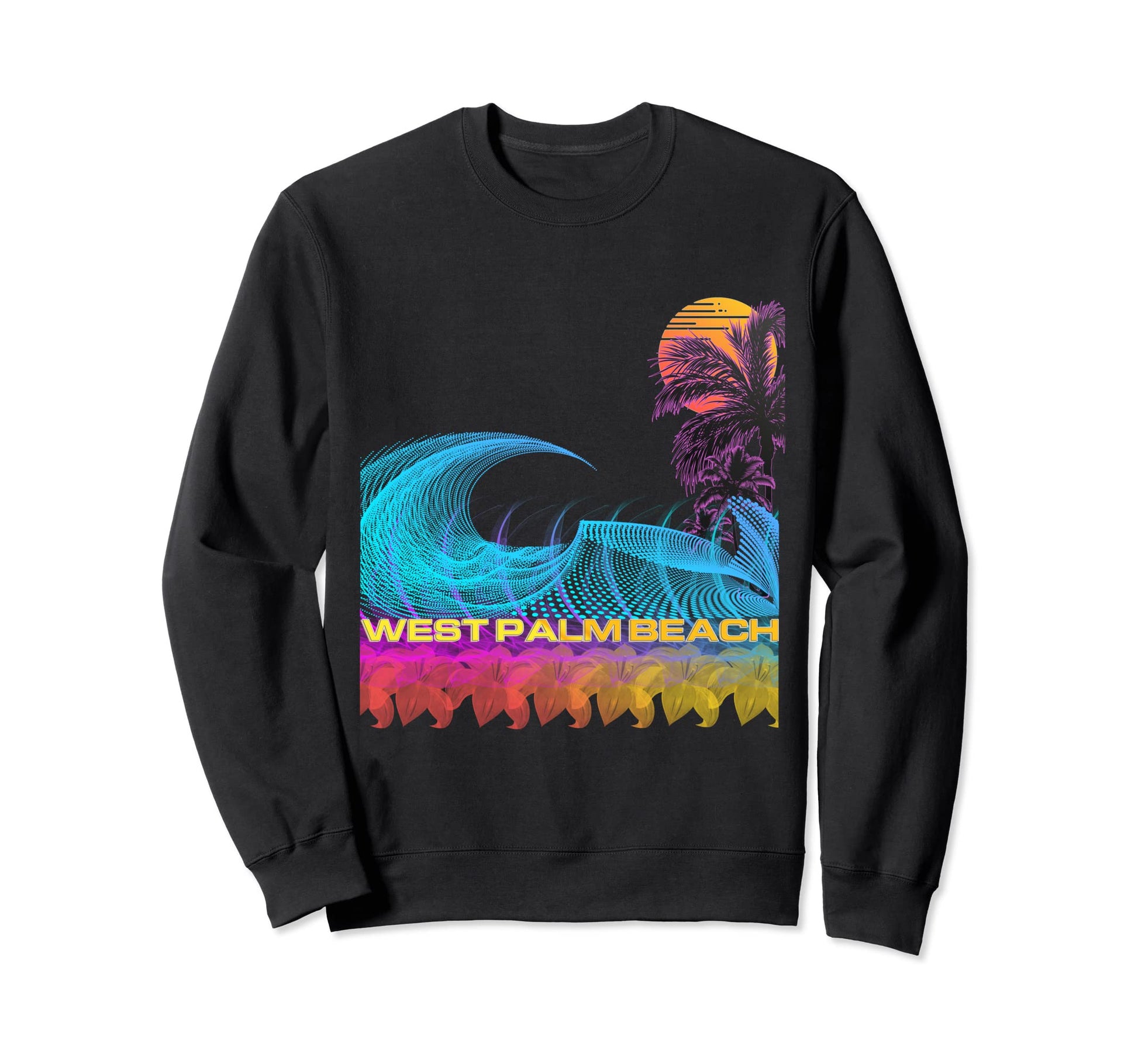 West Palm Beach 80S Vaporwave Surf Sweatshirt - Graphic Print Men Women - T-Shirt, Sweatshirt, Hoodie