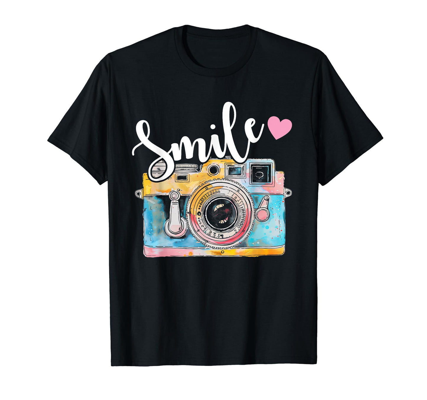 Photographer Smile Camera Funny T-Shirt - Minimalist Print Unisex - T-Shirt, Sweatshirt, Hoodie