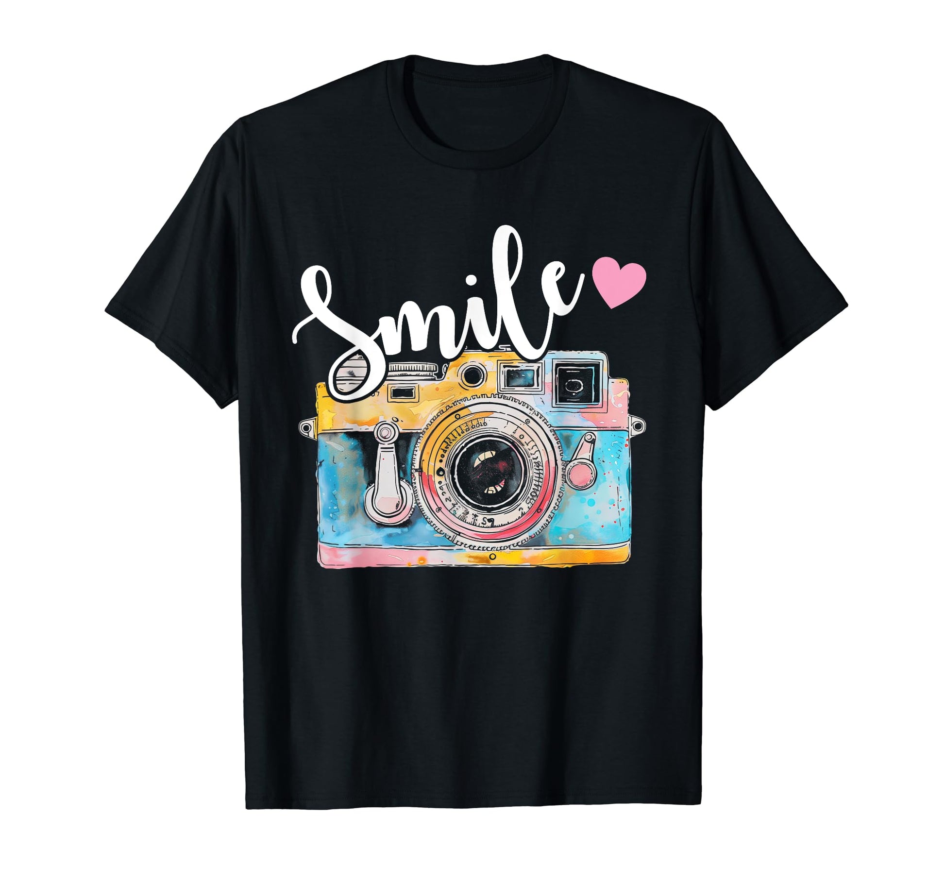 Photographer Smile Camera Funny T-Shirt - Minimalist Print Unisex - T-Shirt, Sweatshirt, Hoodie