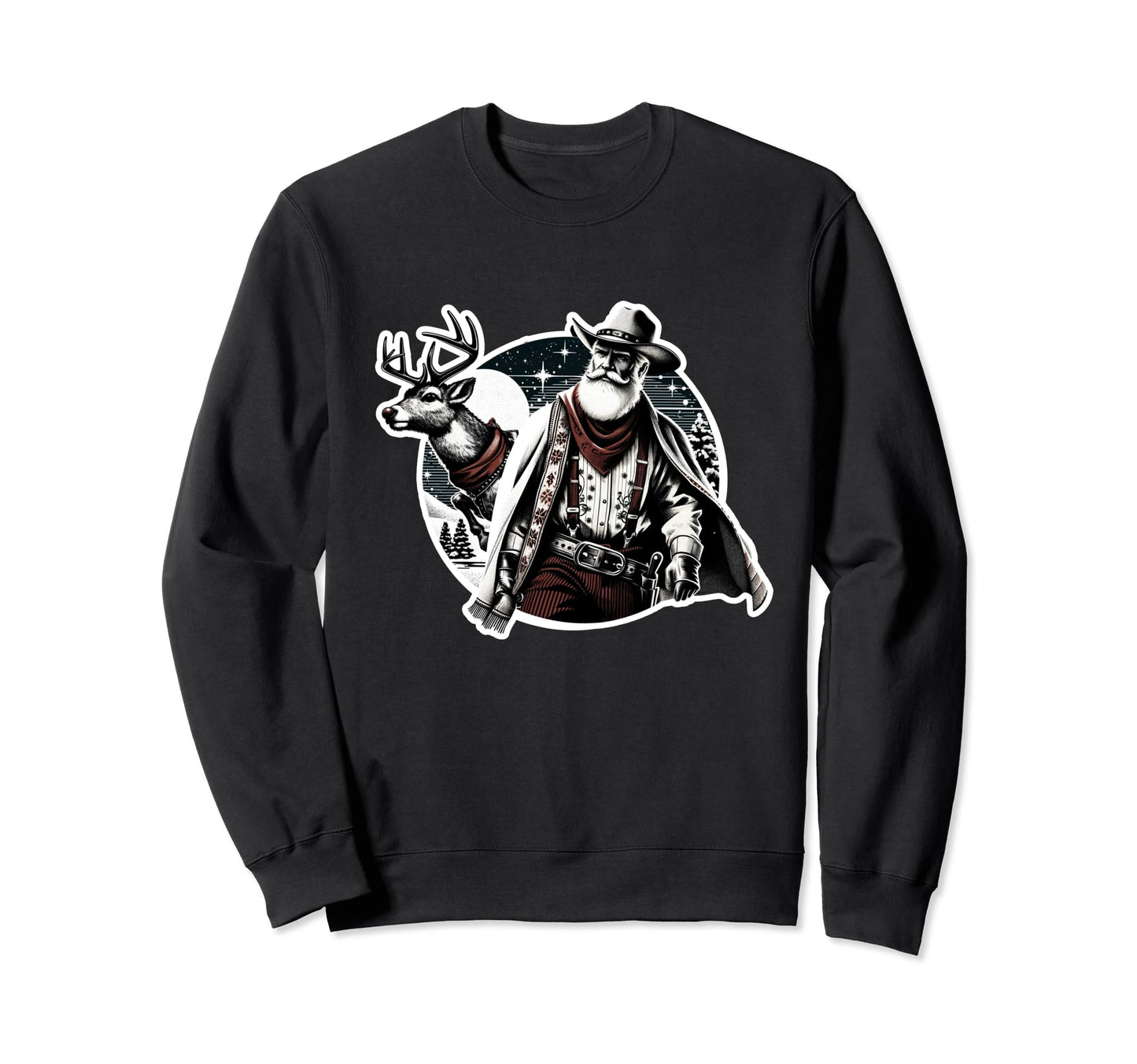 Cowboy Santa Rudolph Wild West Sweatshirt - Aesthetic Graphic Men Women - T-Shirt, Sweatshirt, Hoodie