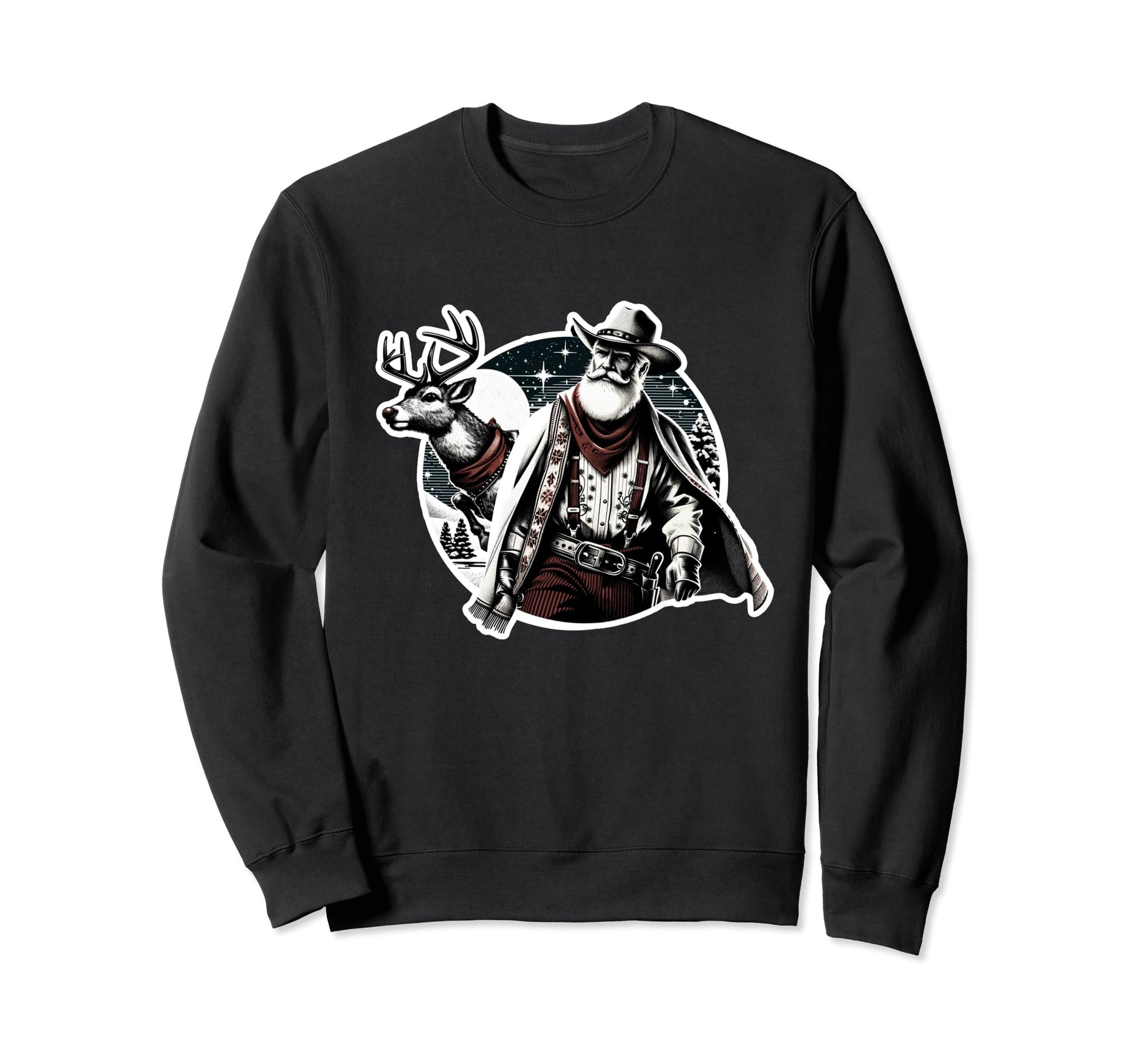 Cowboy Santa Rudolph Wild West Sweatshirt - Aesthetic Graphic Men Women - T-Shirt, Sweatshirt, Hoodie