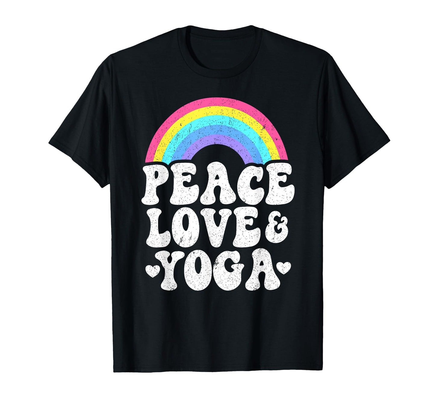 Peace Love Yoga Rainbow Hippie Yoga T-Shirt - Custom Art Print for Adults - T-Shirt, Sweatshirt, Hoodie