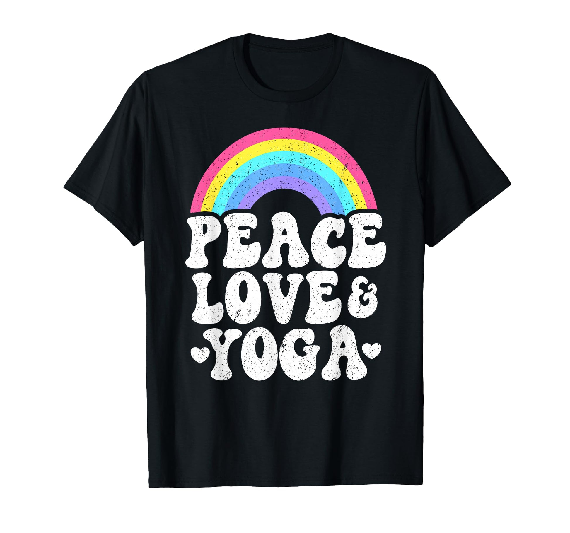 Peace Love Yoga Rainbow Hippie Yoga T-Shirt - Custom Art Print for Adults - T-Shirt, Sweatshirt, Hoodie