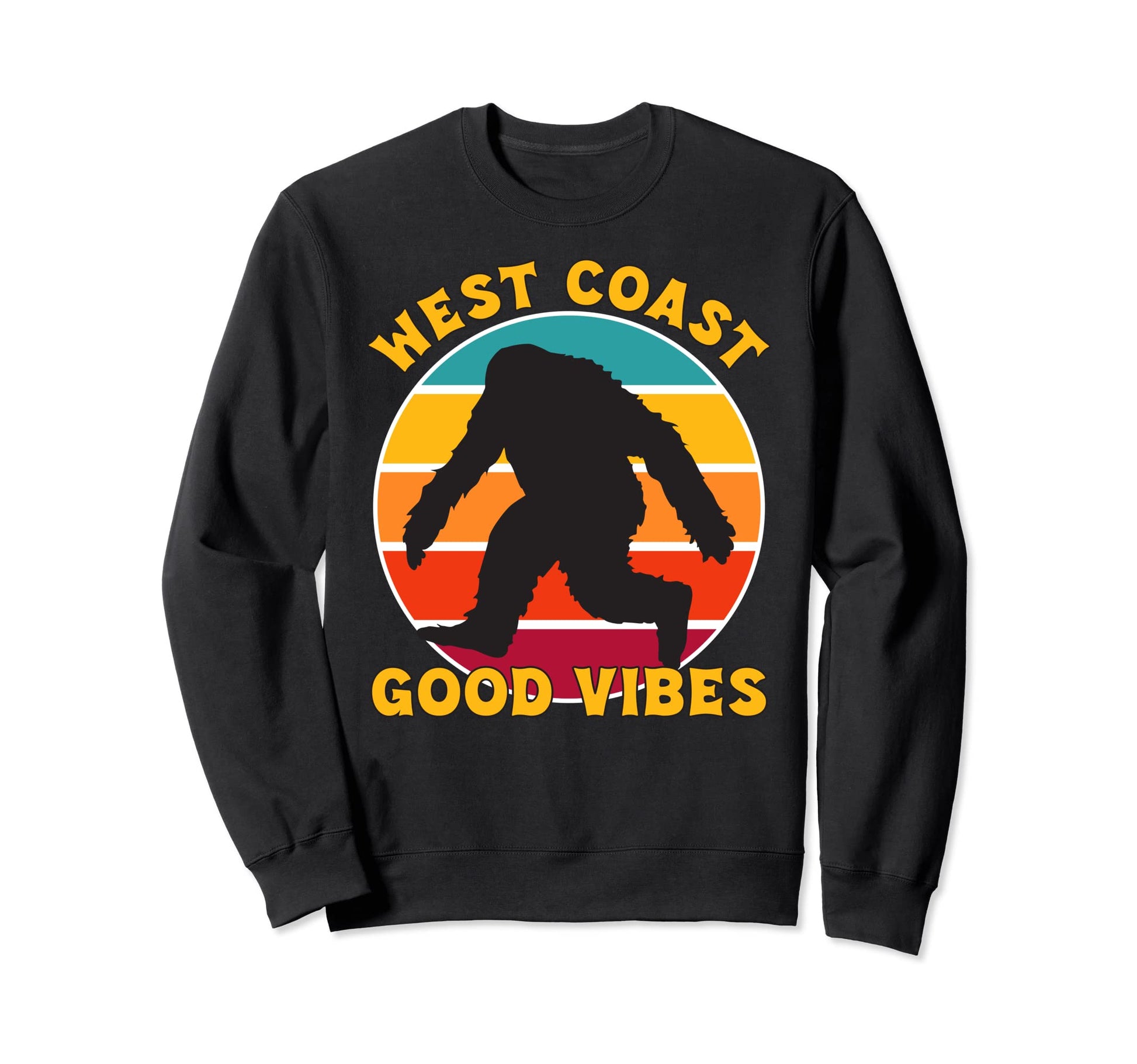 West Coast Good Vibes Bigfoot Sweatshirt - Aesthetic Graphic for Adults - T-Shirt, Sweatshirt, Hoodie