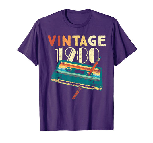 1980 Music Cassette 46Th Birthday 46 T-Shirt - Minimalist Print for Adults - T-Shirt, Sweatshirt, Hoodie