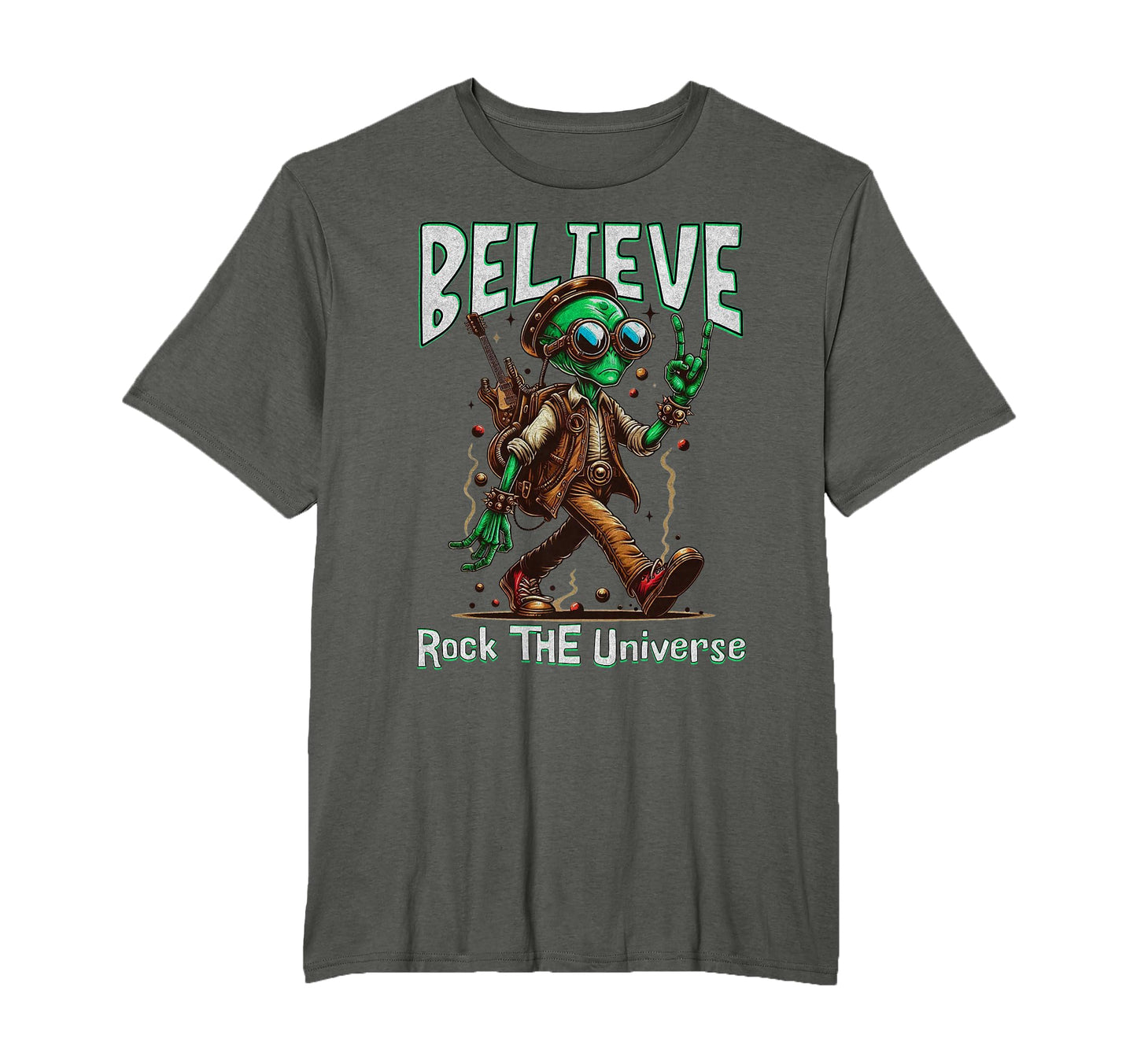 Rockstar Alien Believe Rock T-Shirt - Fun Novelty Design for Adults - T-Shirt, Sweatshirt, Hoodie
