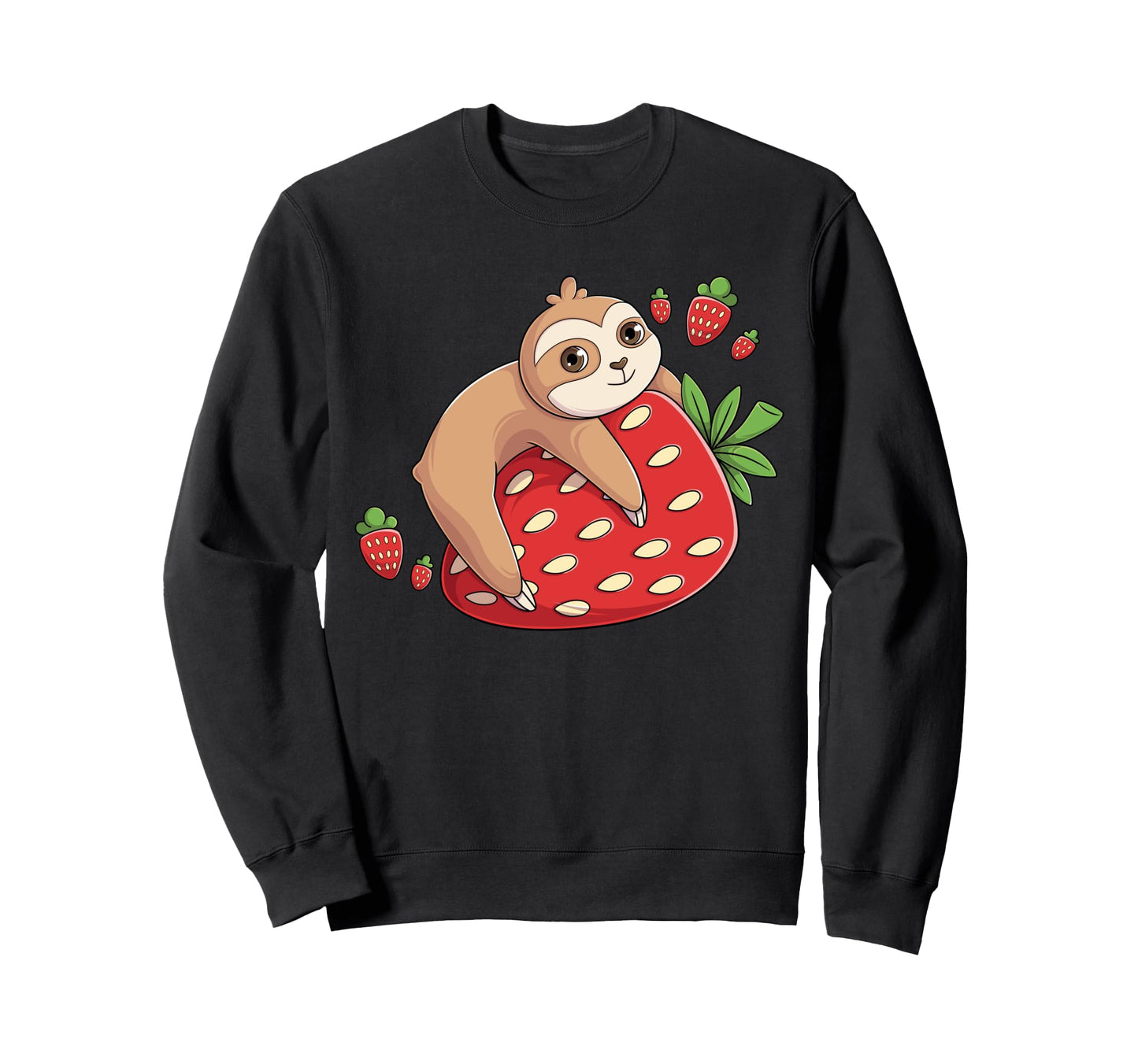 Strawberry Sloth Kawaii Aesthetic Sweatshirt - Custom Art Print Unisex - T-Shirt, Sweatshirt, Hoodie