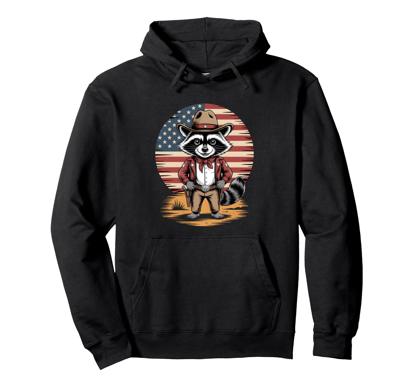 Funny Raccoon Sheriff Western Cowboy Hoodie - Custom Art Print Unisex - T-Shirt, Sweatshirt, Hoodie