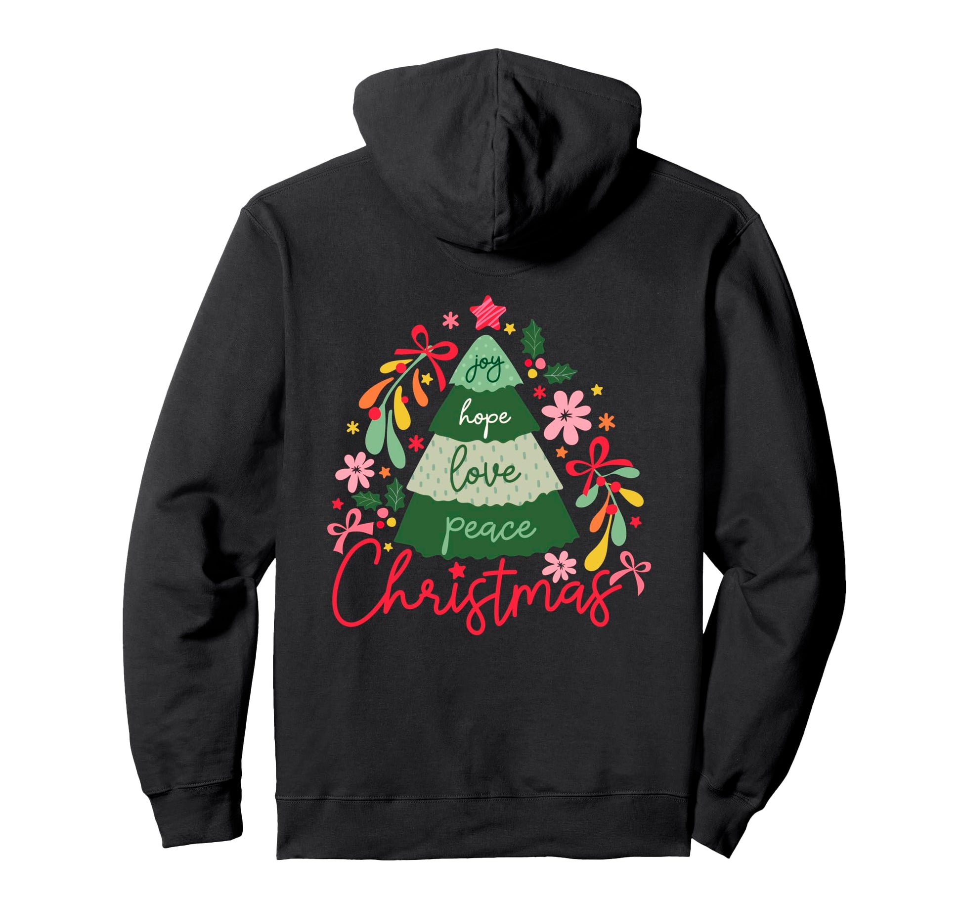 Boho Red Green Trees Peace Love Hoodie - Streetwear Style Men Women - T-Shirt, Sweatshirt, Hoodie