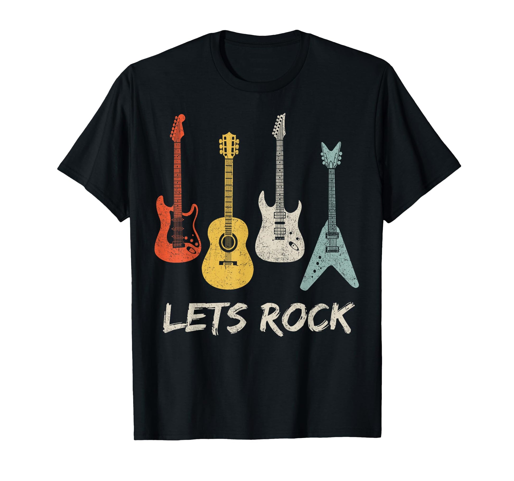 Lets Rock Rock N Roll Guitar Gift T-Shirt - Novelty Apparel Unisex - T-Shirt, Sweatshirt, Hoodie
