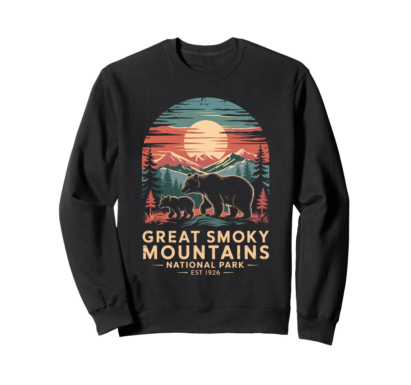 Great Smoky Mountains Bear Sunset Sweatshirt - Custom Art Print Unisex - T-Shirt, Sweatshirt, Hoodie