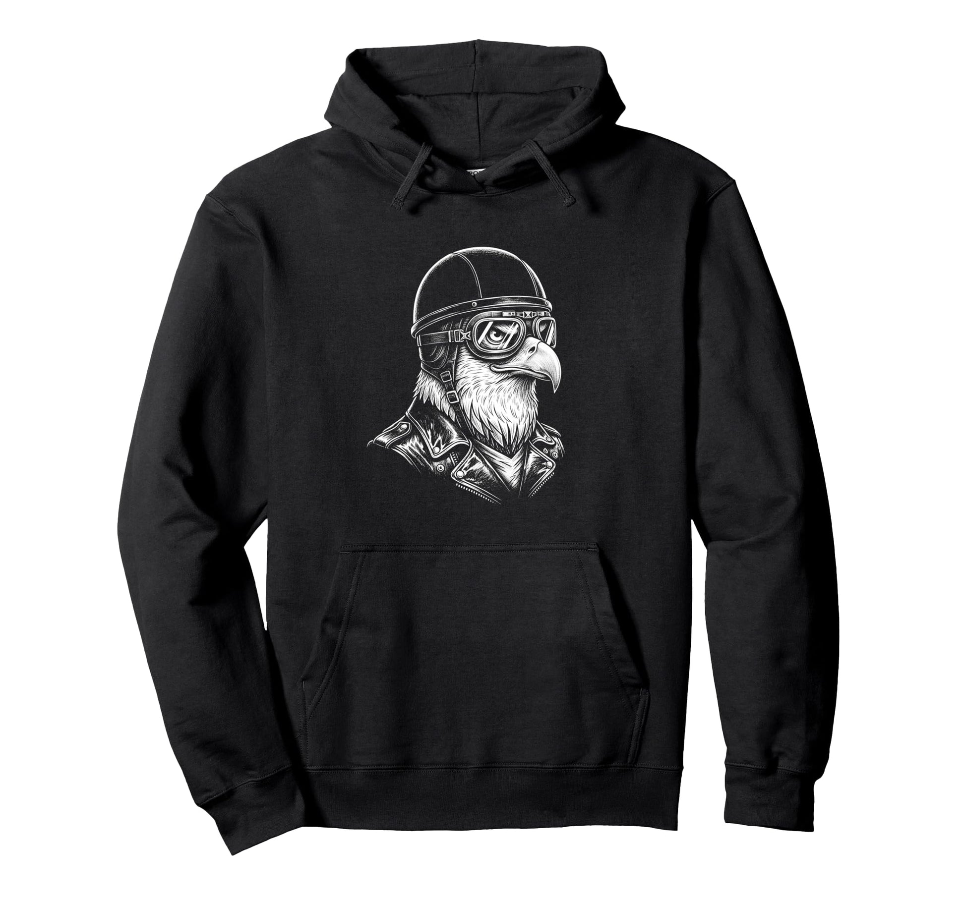Animal Biker Eagle Motorcycle Rider Hoodie - Fun Novelty Design Men Women - T-Shirt, Sweatshirt, Hoodie