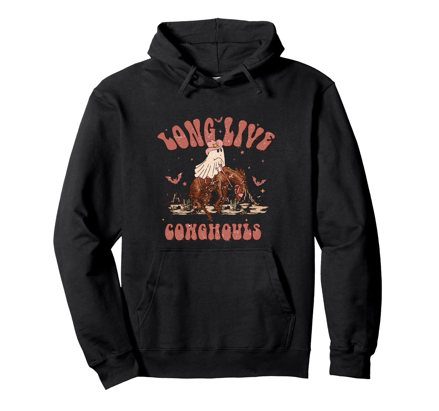 Halloween Western Cowgirl Cowghouls Long Hoodie - Custom Art Print Unisex - T-Shirt, Sweatshirt, Hoodie