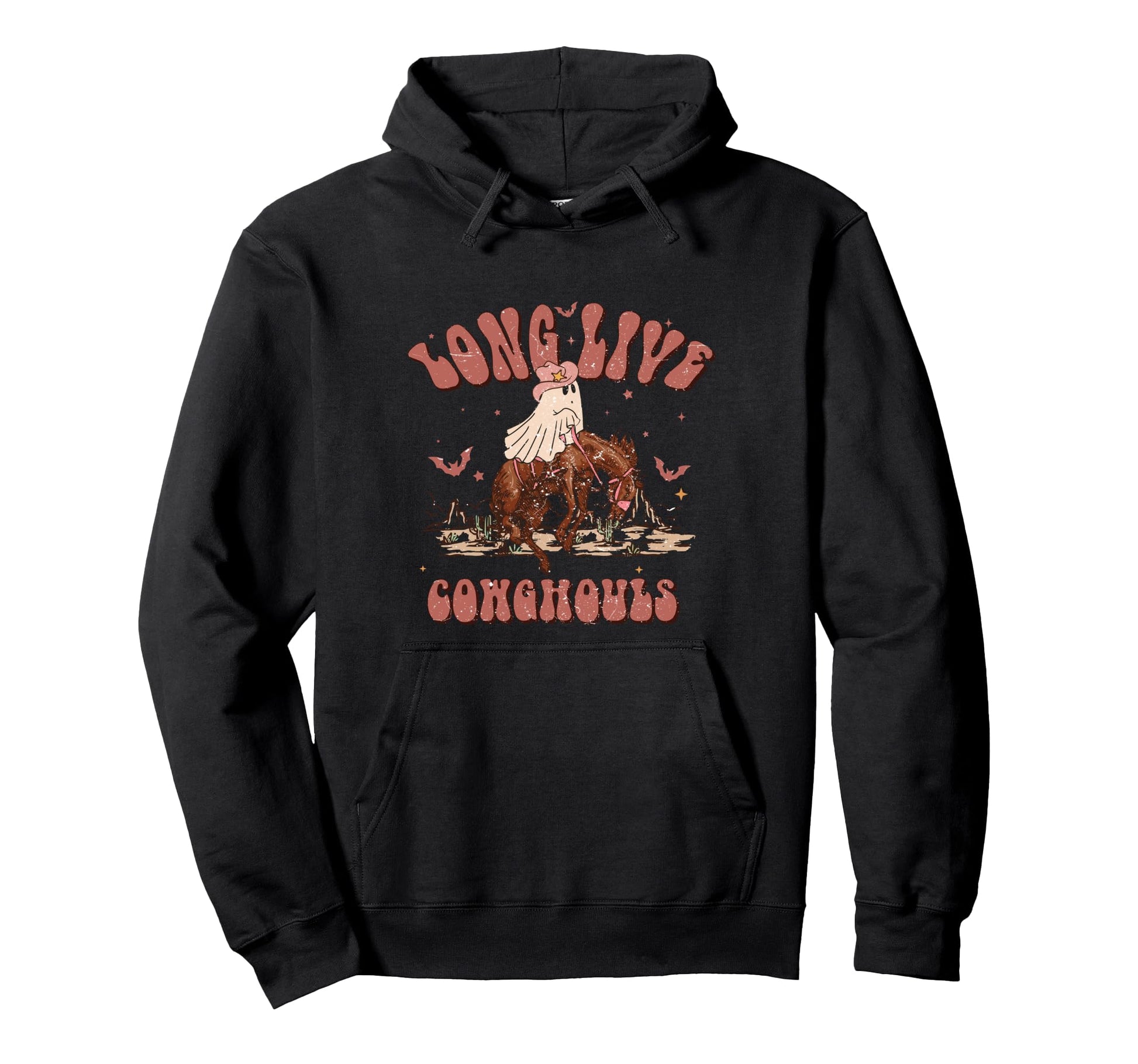 Halloween Western Cowgirl Cowghouls Long Hoodie - Custom Art Print Unisex - T-Shirt, Sweatshirt, Hoodie