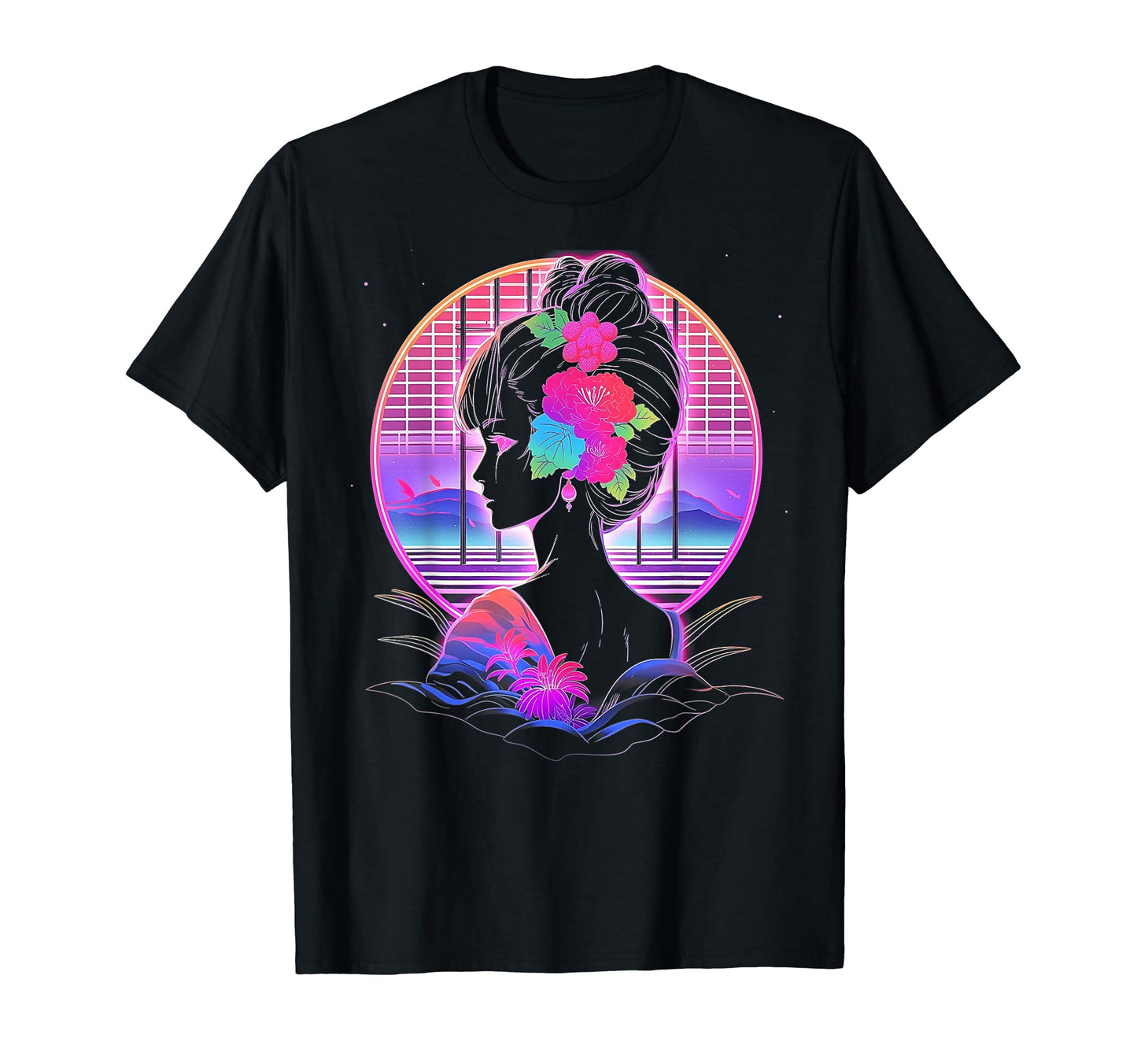 Vaporwave Geisha 80S Synthwave 34 T-Shirt - Fun Novelty Design Men Women - T-Shirt, Sweatshirt, Hoodie