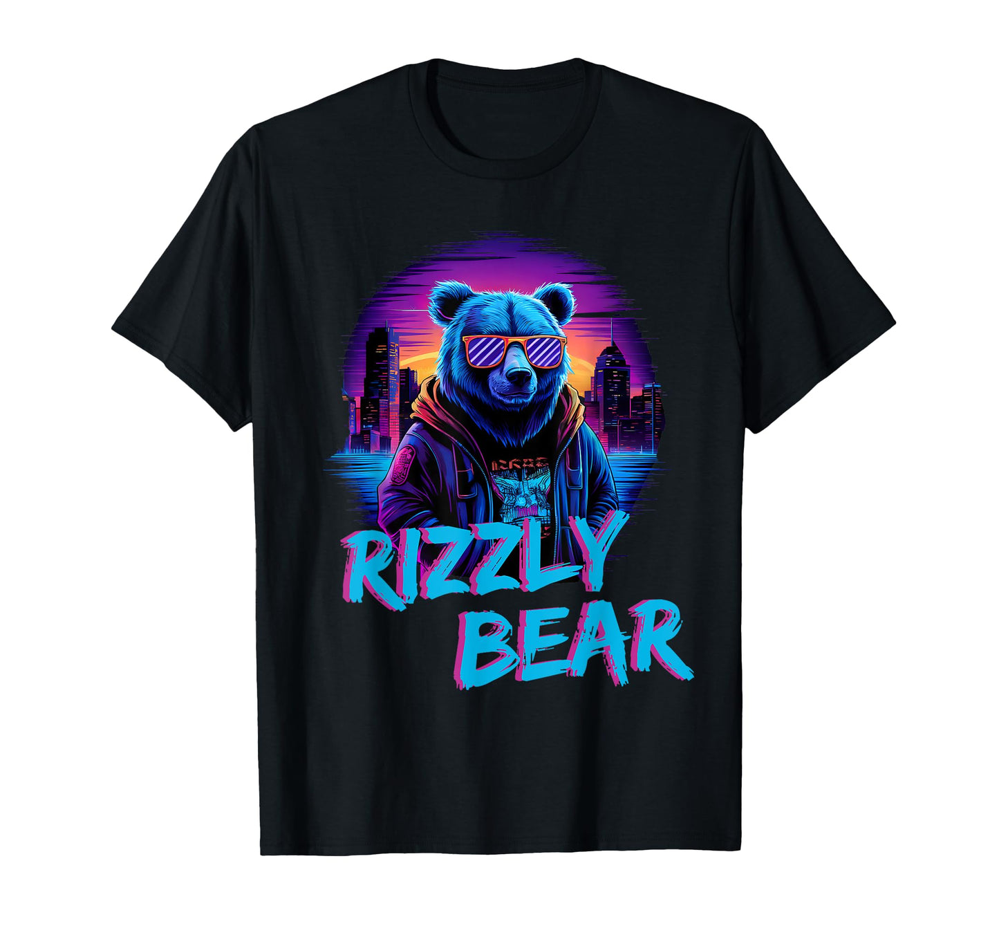 Rizzly Bear Vaporwave Synthwave T-Shirt - Aesthetic Graphic for Adults - T-Shirt, Sweatshirt, Hoodie
