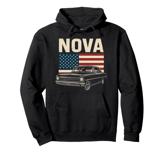 1966 1967 Nova Ss Patriotic American Flag Hoodie - Minimalist Print Unisex - T-Shirt, Sweatshirt, Hoodie