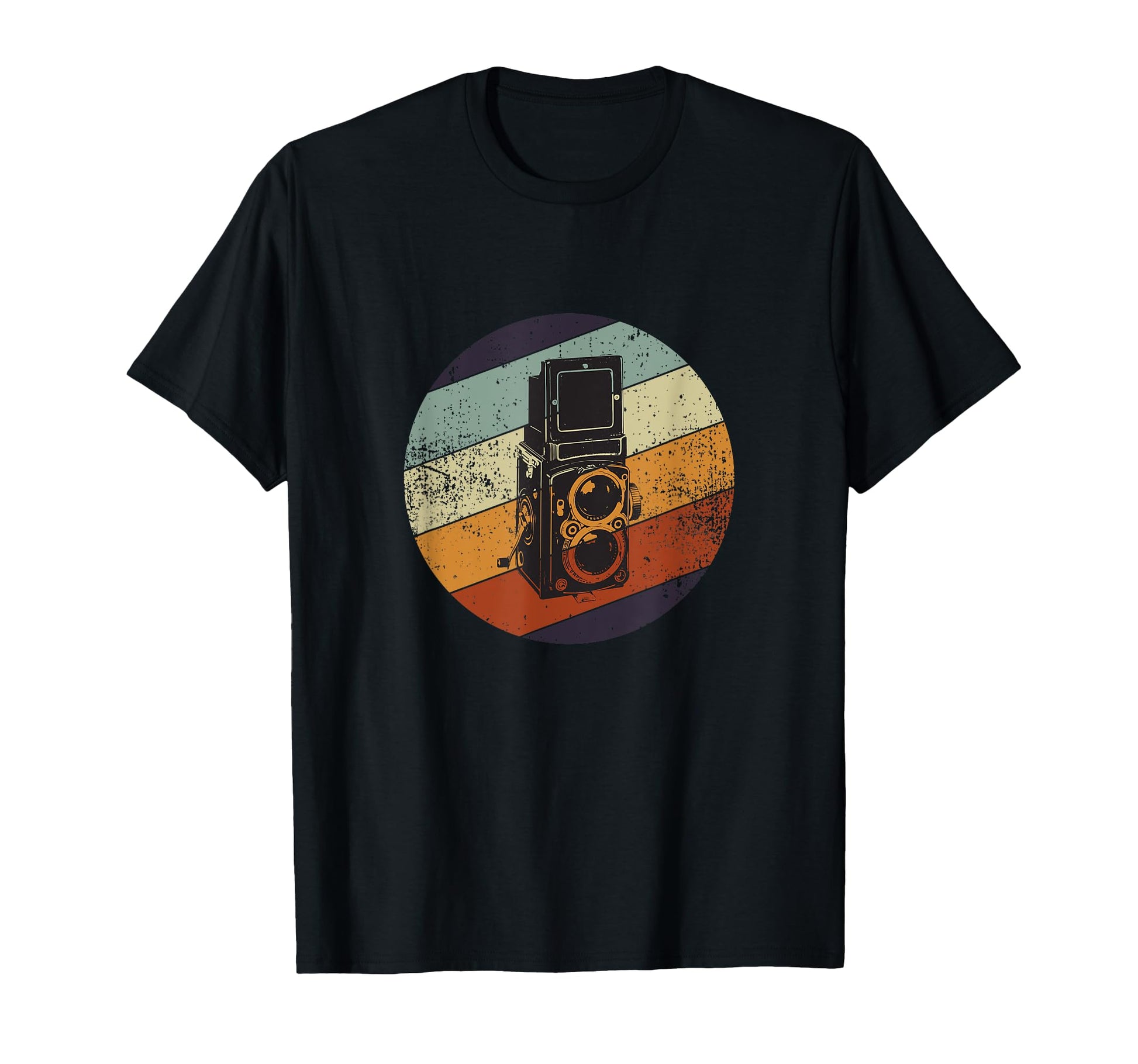 Distressed Camera Sunset T-Shirt - Trendy Graphic Unisex - T-Shirt, Sweatshirt, Hoodie