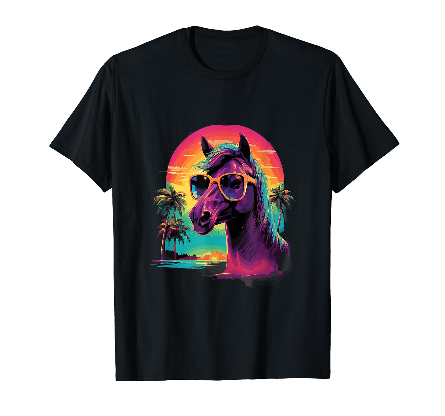 Funny Horse Vaporwave Aesthetic Animal T-Shirt - Minimalist Print Unisex - T-Shirt, Sweatshirt, Hoodie