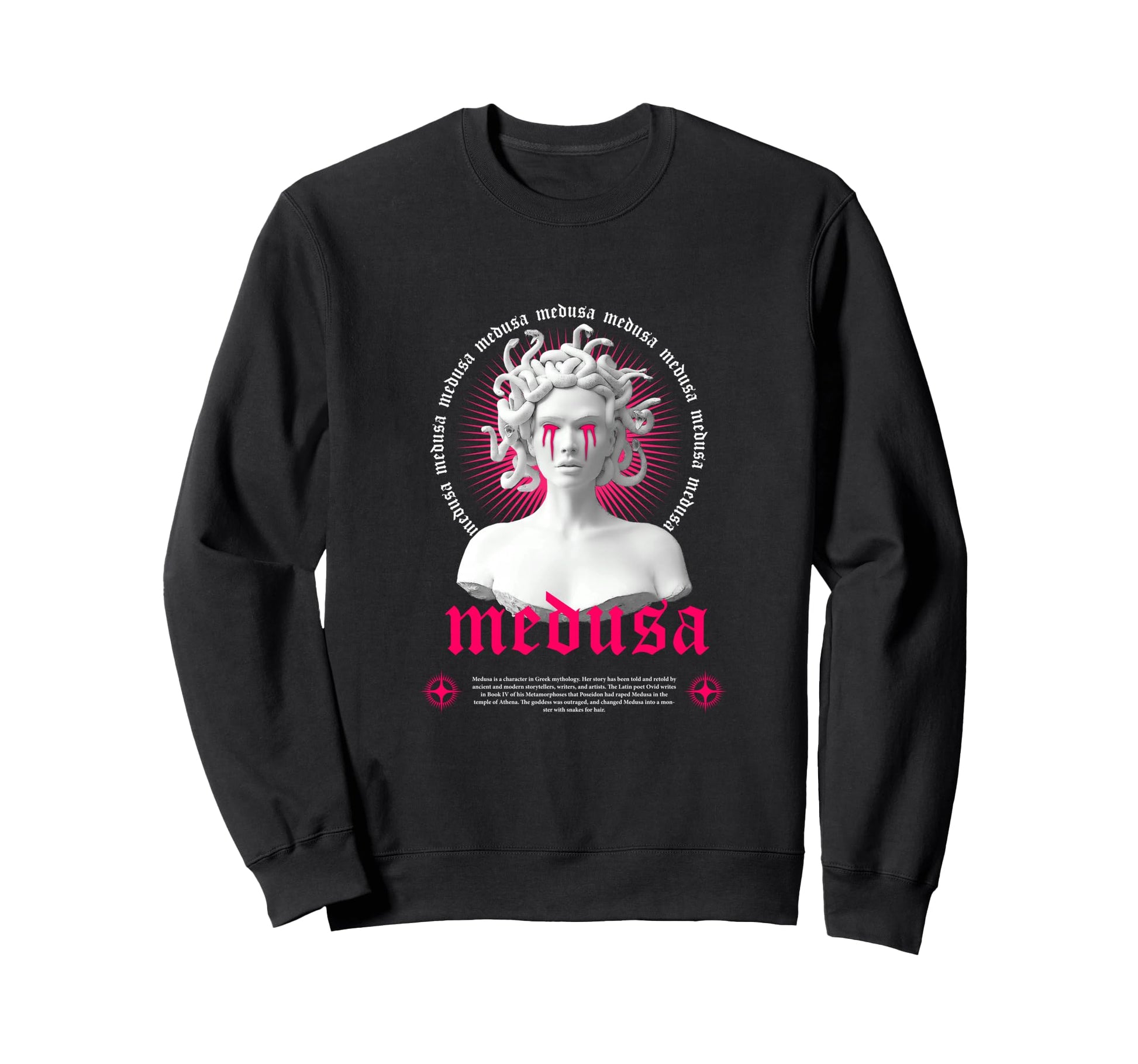 Medusa Sculpture Greek Aesthetic Edgy Sweatshirt - Graphic Print Unisex - T-Shirt, Sweatshirt, Hoodie