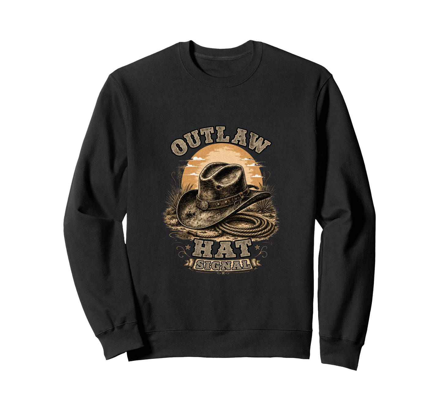 Western Cowboy Desert Illustration Sweatshirt - Unique Graphic Unisex - T-Shirt, Sweatshirt, Hoodie