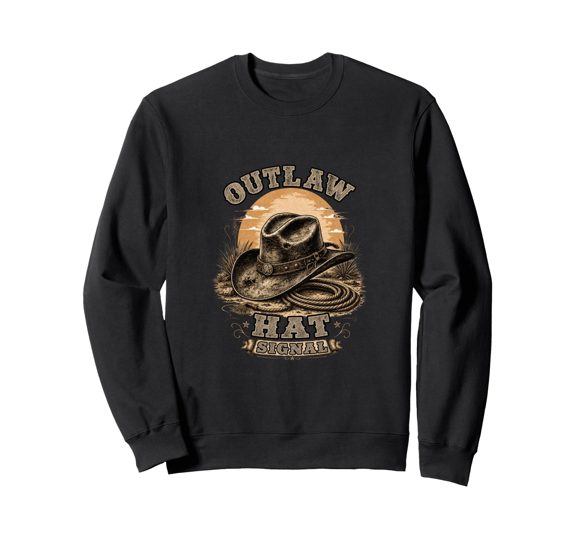 Western Cowboy Desert Illustration Sweatshirt - Unique Graphic Unisex - T-Shirt, Sweatshirt, Hoodie