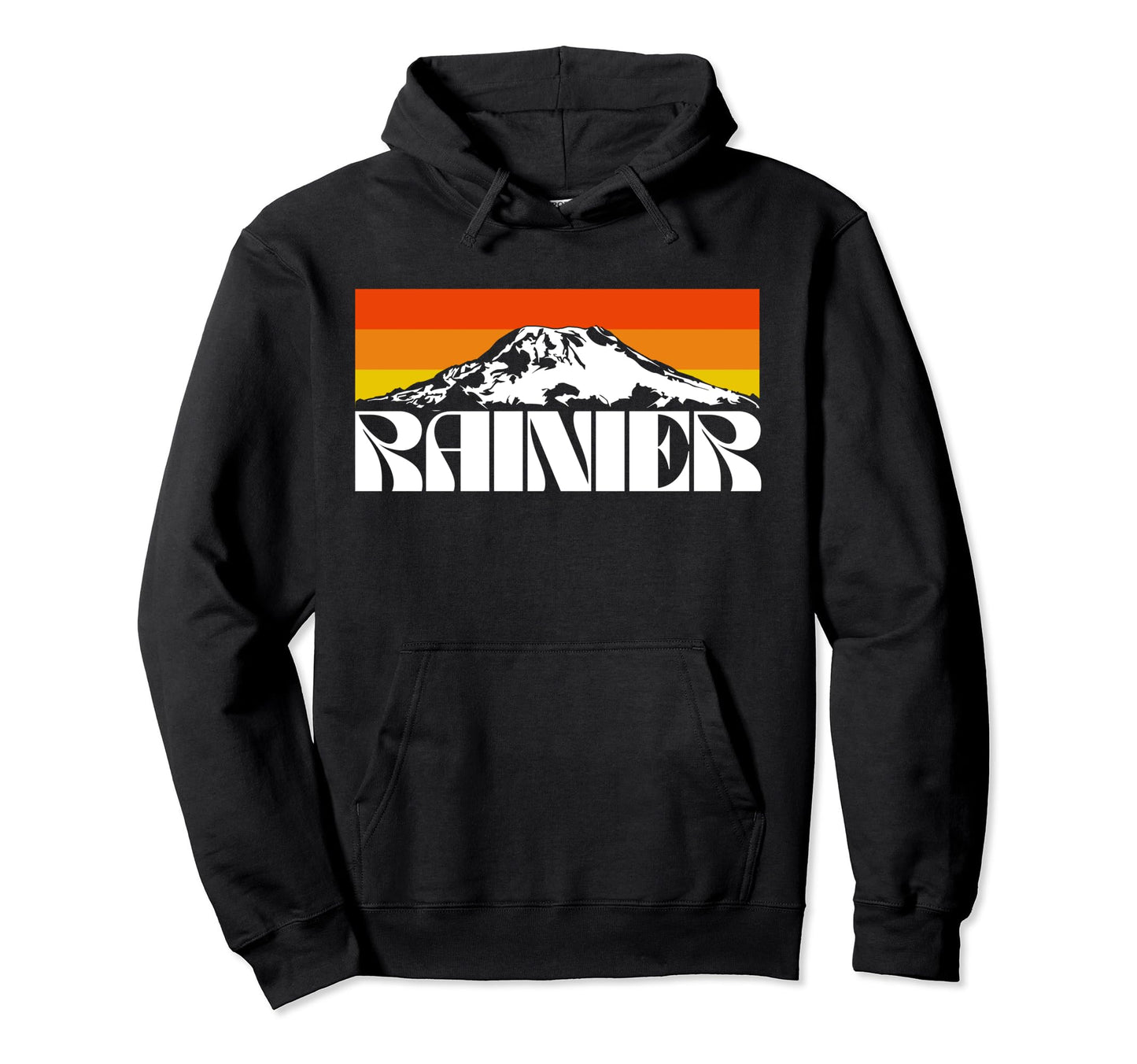 Mount Rainier Mountains Sun 80S Hoodie - Minimalist Print for Adults - T-Shirt, Sweatshirt, Hoodie