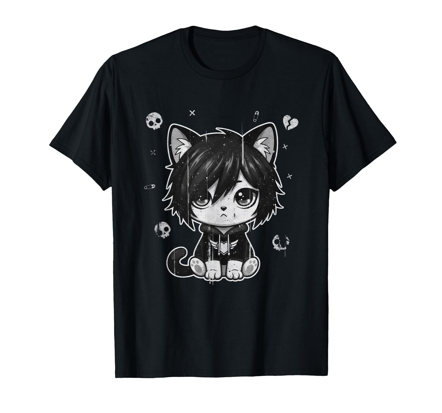 Goth Emo Gothic Cat Punk Dark Music T-Shirt - Unique Graphic for Adults - T-Shirt, Sweatshirt, Hoodie