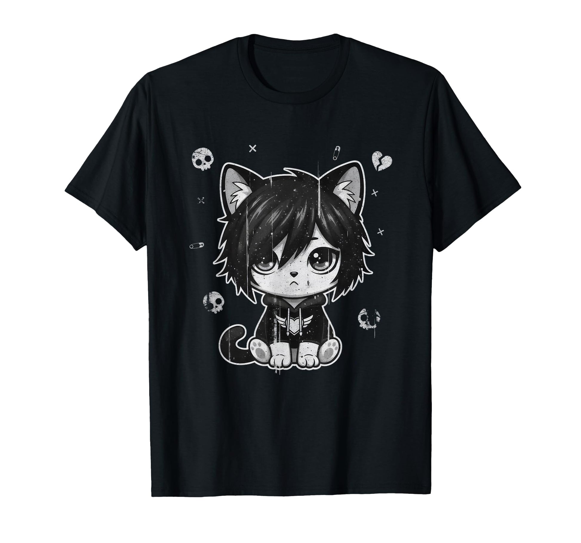 Goth Emo Gothic Cat Punk Dark Music T-Shirt - Unique Graphic for Adults - T-Shirt, Sweatshirt, Hoodie