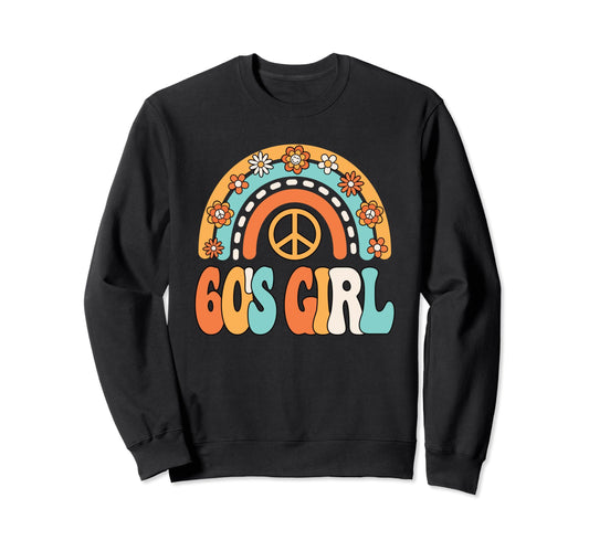 60S Peace Rainbow Hippie Party Sweatshirt - Aesthetic Graphic Unisex - T-Shirt, Sweatshirt, Hoodie