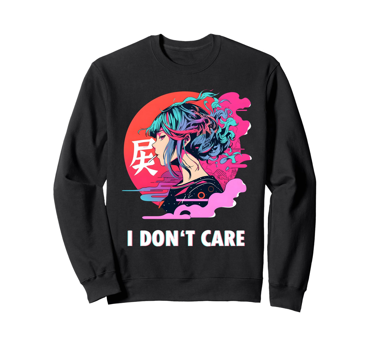 Aesthetic Vaporwave I Dont Care Sweatshirt - Custom Art Print for Adults - T-Shirt, Sweatshirt, Hoodie