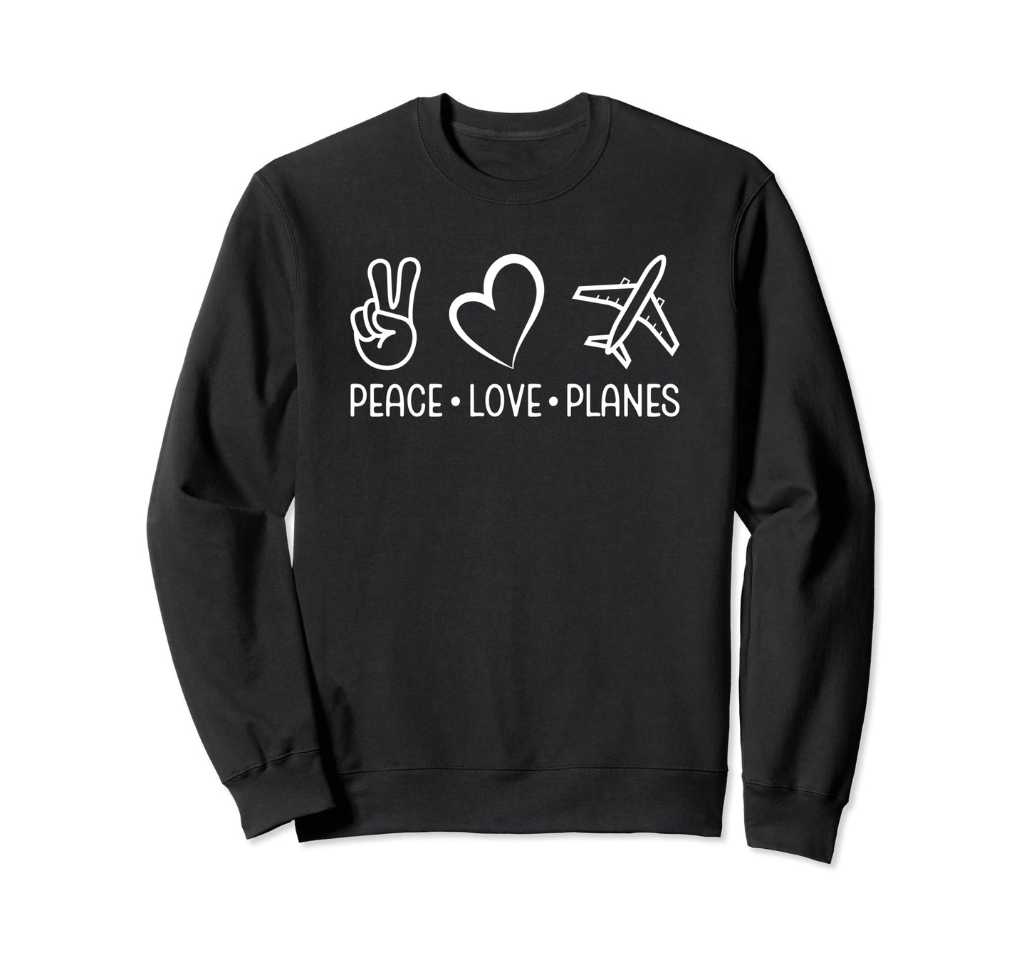 Female Pilot Peace Love Planes Sweatshirt - Aesthetic Graphic Men Women - T-Shirt, Sweatshirt, Hoodie