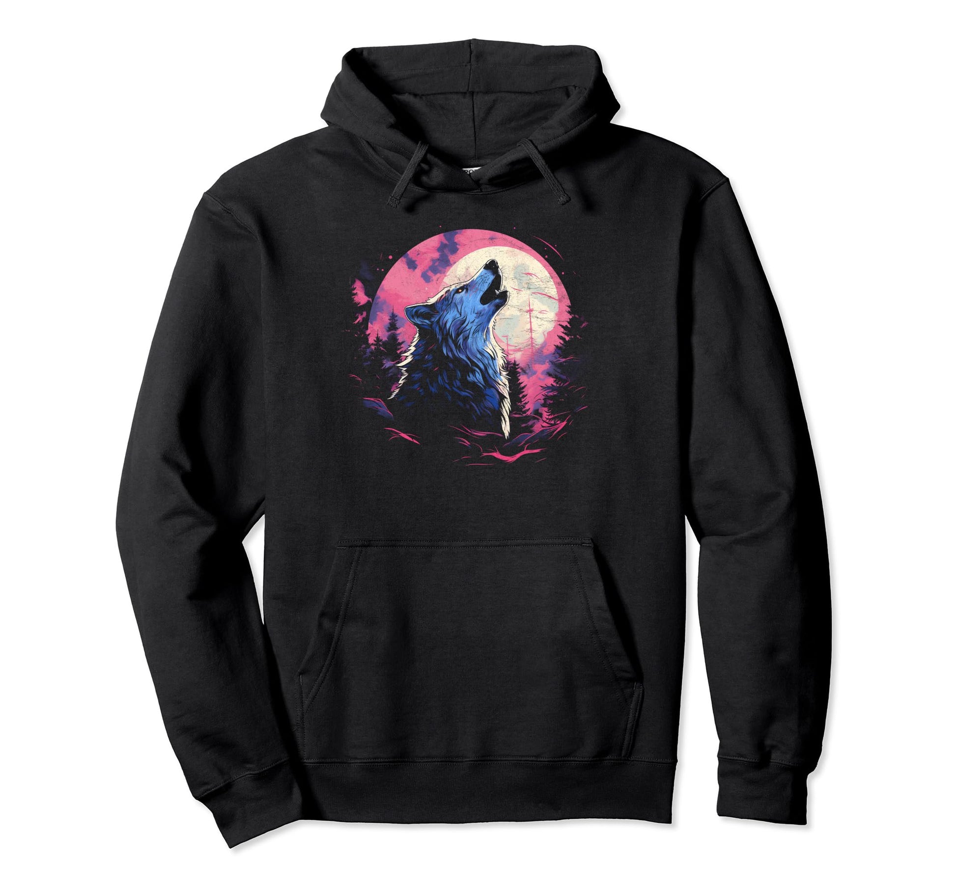 Wolf Howling Moon Comic Book Hoodie - Casual Everyday Wear Men Women - T-Shirt, Sweatshirt, Hoodie