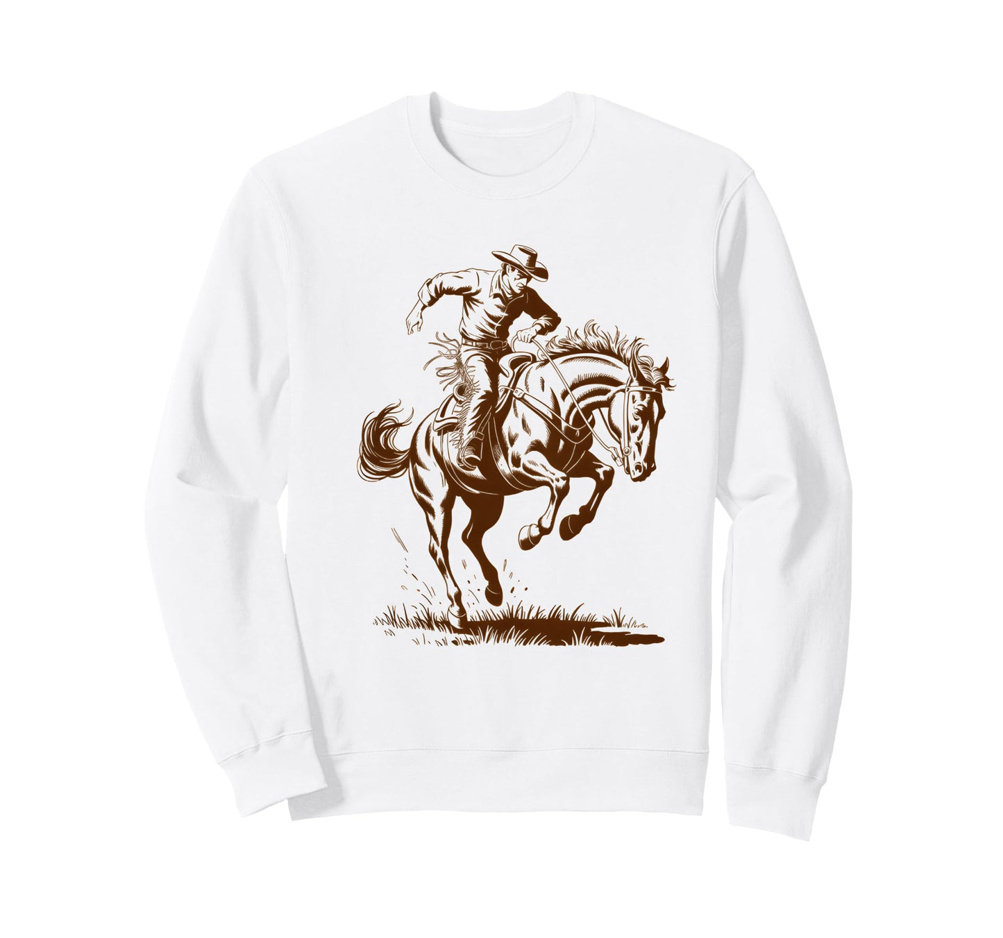 Cowboy Riding Horse Western Sweatshirt - Unique Graphic Unisex - T-Shirt, Sweatshirt, Hoodie
