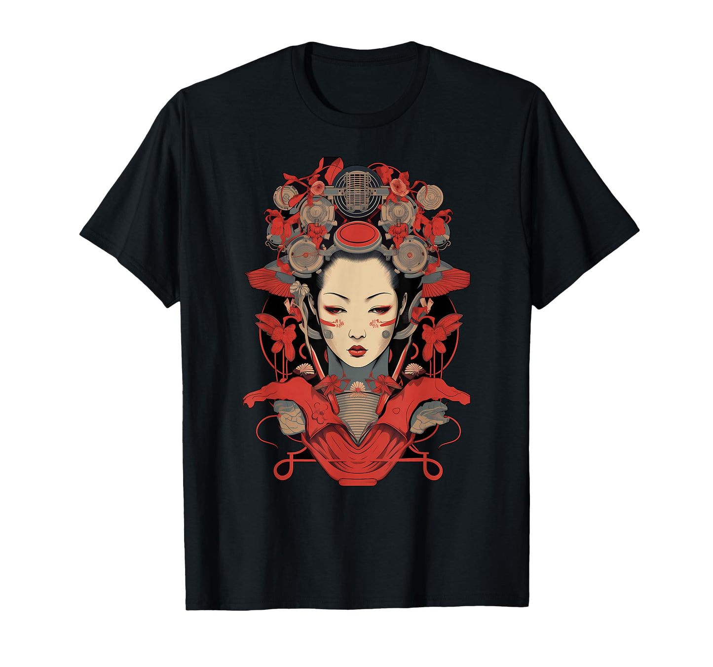 Samurai Geisha Cyberpunk Cyborg Japanese T-Shirt - Minimalist Print Unisex - T-Shirt, Sweatshirt, Hoodie
