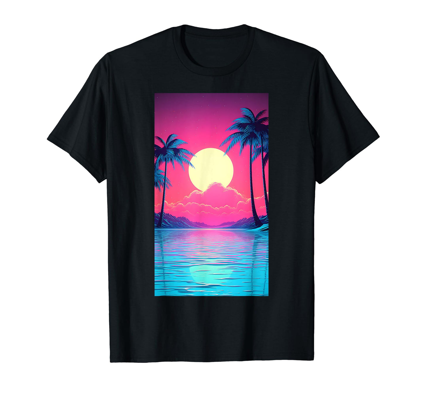 80S Vaporwave Aesthetic Landscape T-Shirt - Custom Art Print for Adults - T-Shirt, Sweatshirt, Hoodie