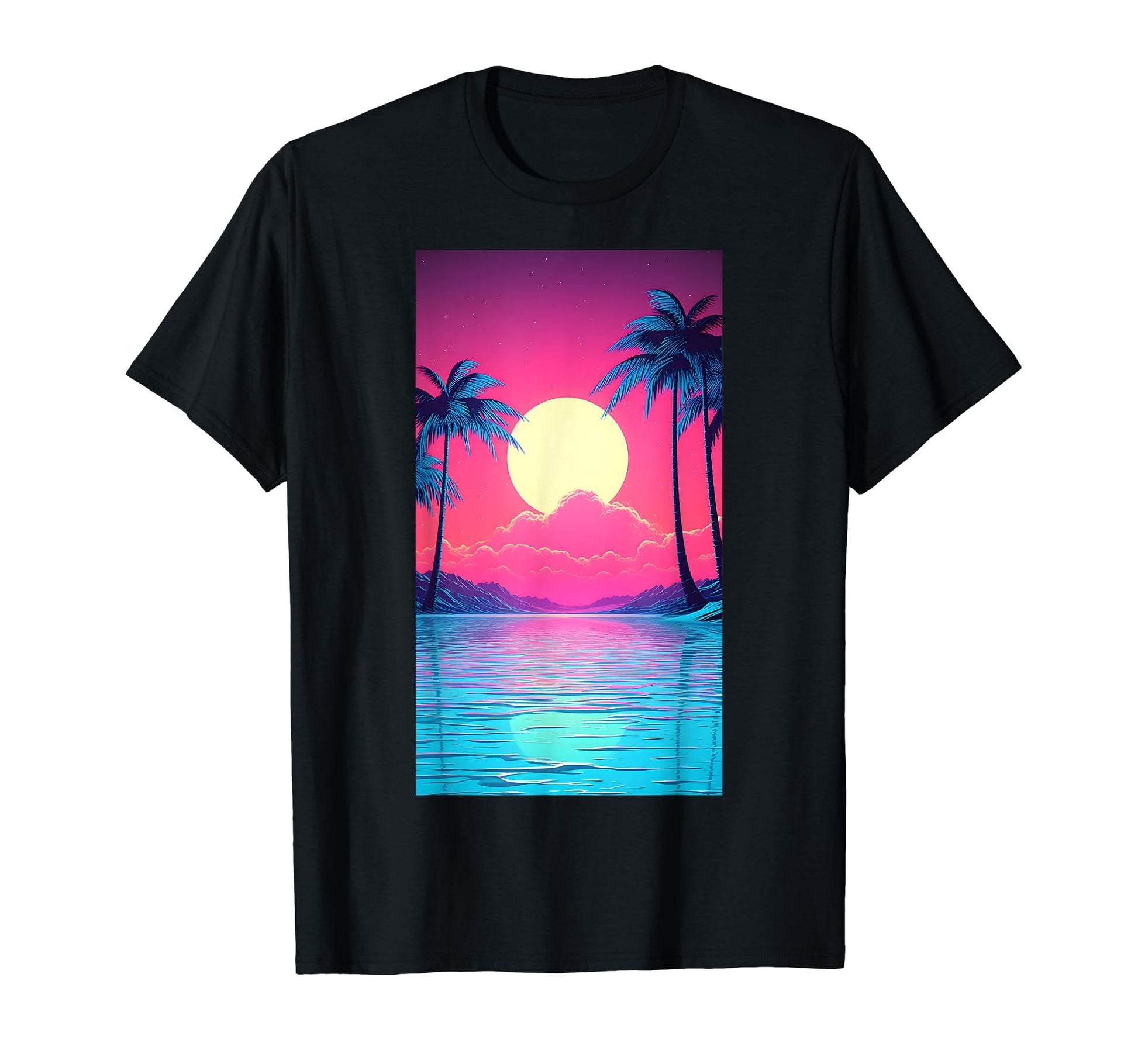 80S Vaporwave Aesthetic Landscape T-Shirt - Custom Art Print for Adults - T-Shirt, Sweatshirt, Hoodie