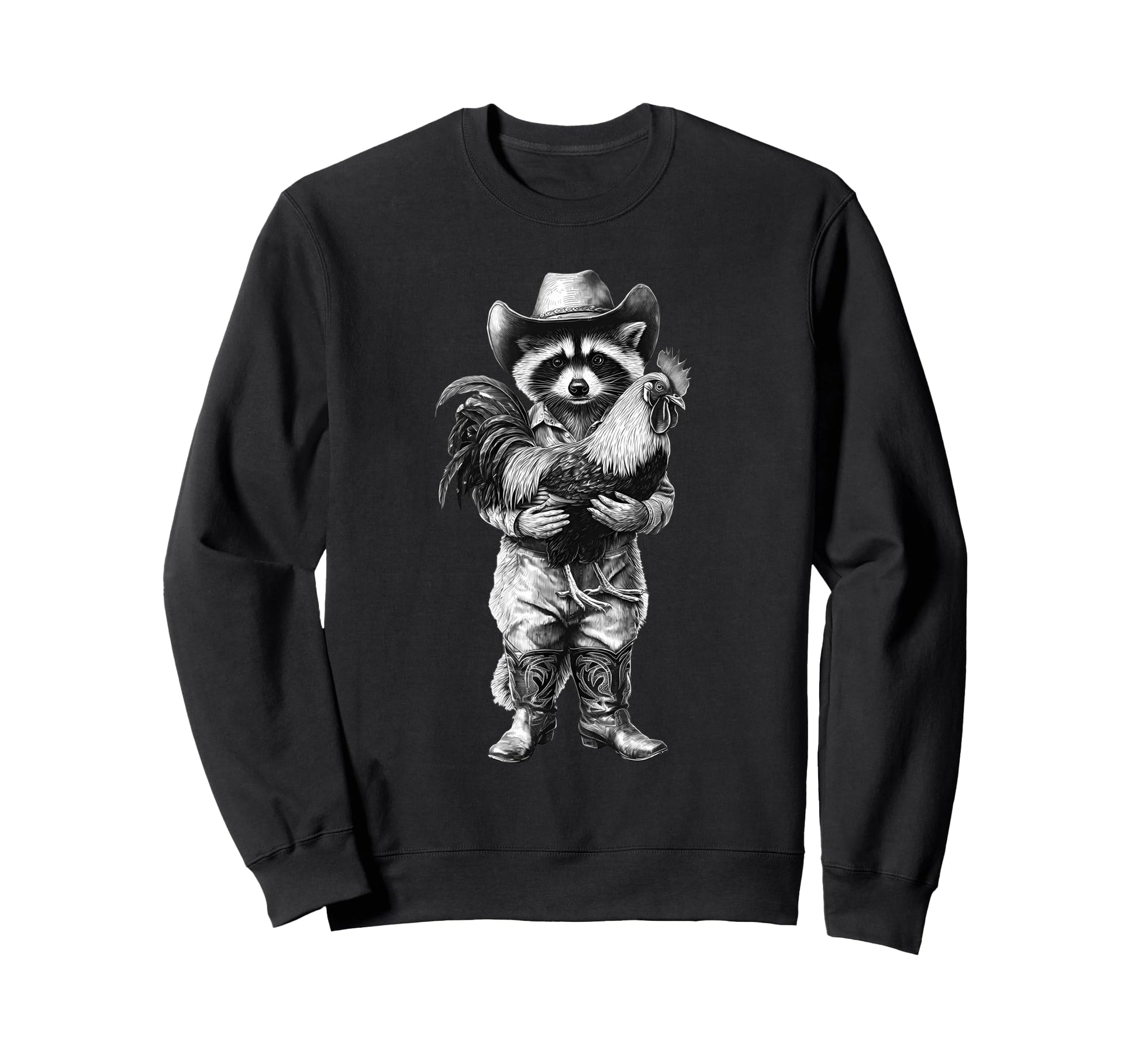 Raccoon Cowboy Rodeo Cowgirl Sweatshirt - Minimalist Print Men Women - T-Shirt, Sweatshirt, Hoodie