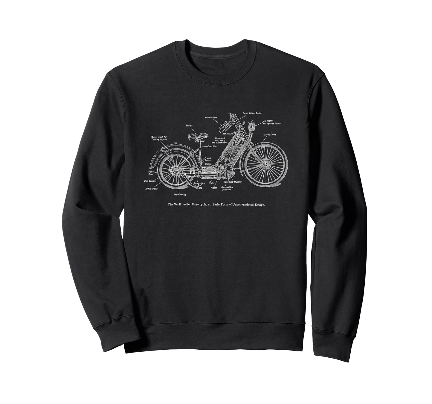Wolfmueller Motorcycle Diagram Sweatshirt - Minimalist Print for Adults - T-Shirt, Sweatshirt, Hoodie