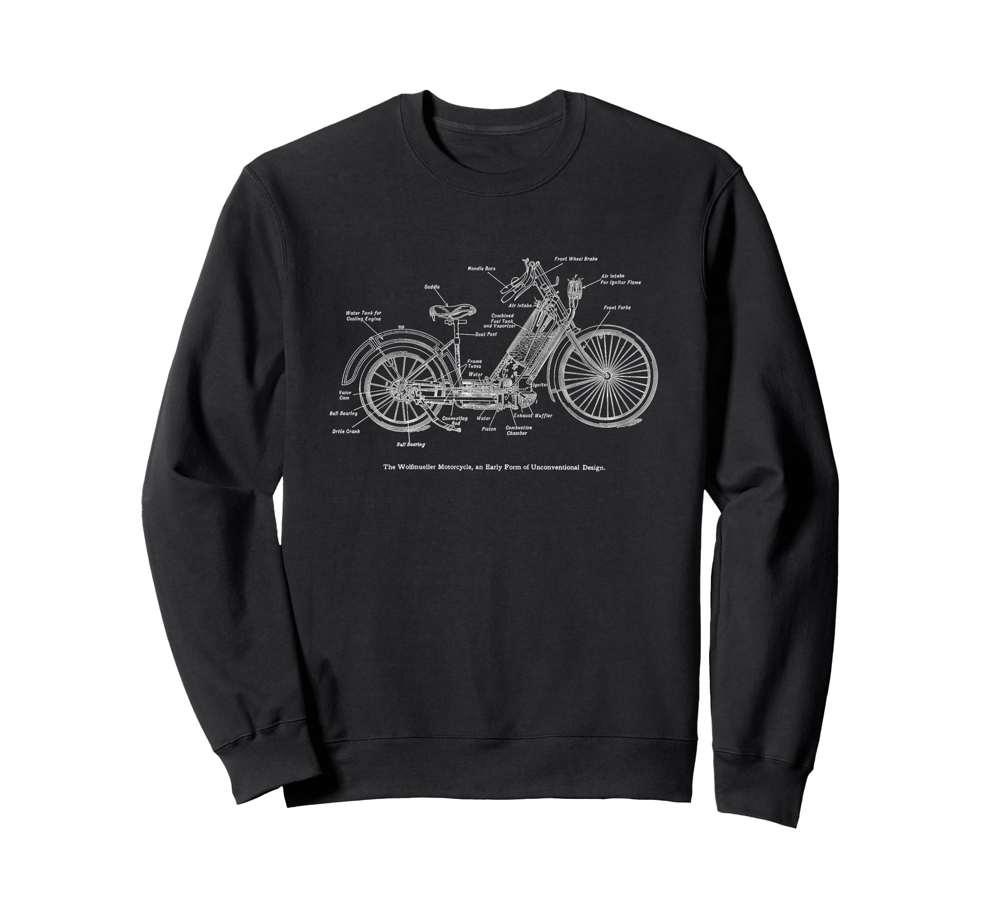 Wolfmueller Motorcycle Diagram Sweatshirt - Minimalist Print for Adults - T-Shirt, Sweatshirt, Hoodie