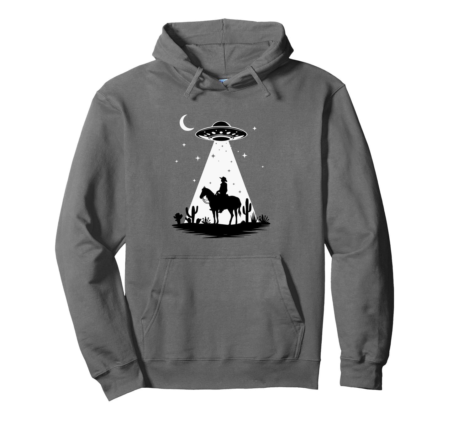 Cowboy Ufo Abduction Wild West Hoodie - Unique Graphic Men Women - T-Shirt, Sweatshirt, Hoodie