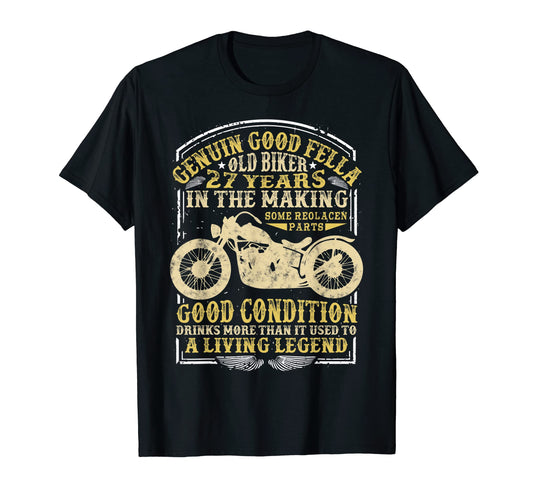 27 Years Old Biker Birthday Motorcycles T-Shirt - Minimalist Print Unisex - T-Shirt, Sweatshirt, Hoodie
