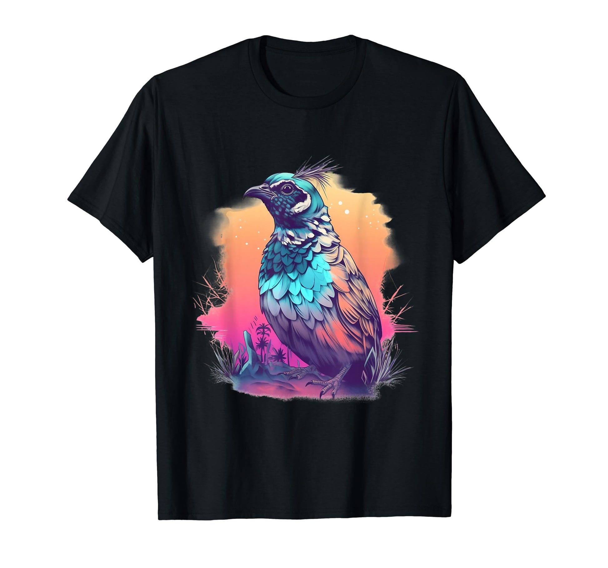 Vaporwave Aesthetic Califonia Quail T-Shirt - Minimalist Print for Adults - T-Shirt, Sweatshirt, Hoodie