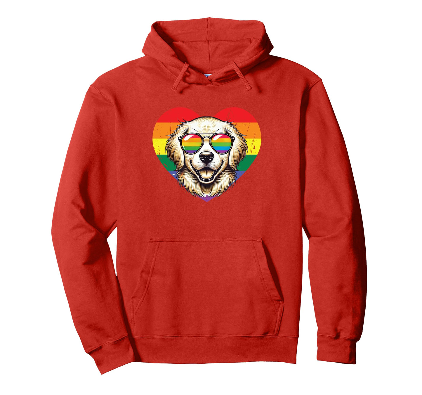 Rainbow Love Heart Dog Pride Lgbt Hoodie - Casual Everyday Wear Men Women - T-Shirt, Sweatshirt, Hoodie