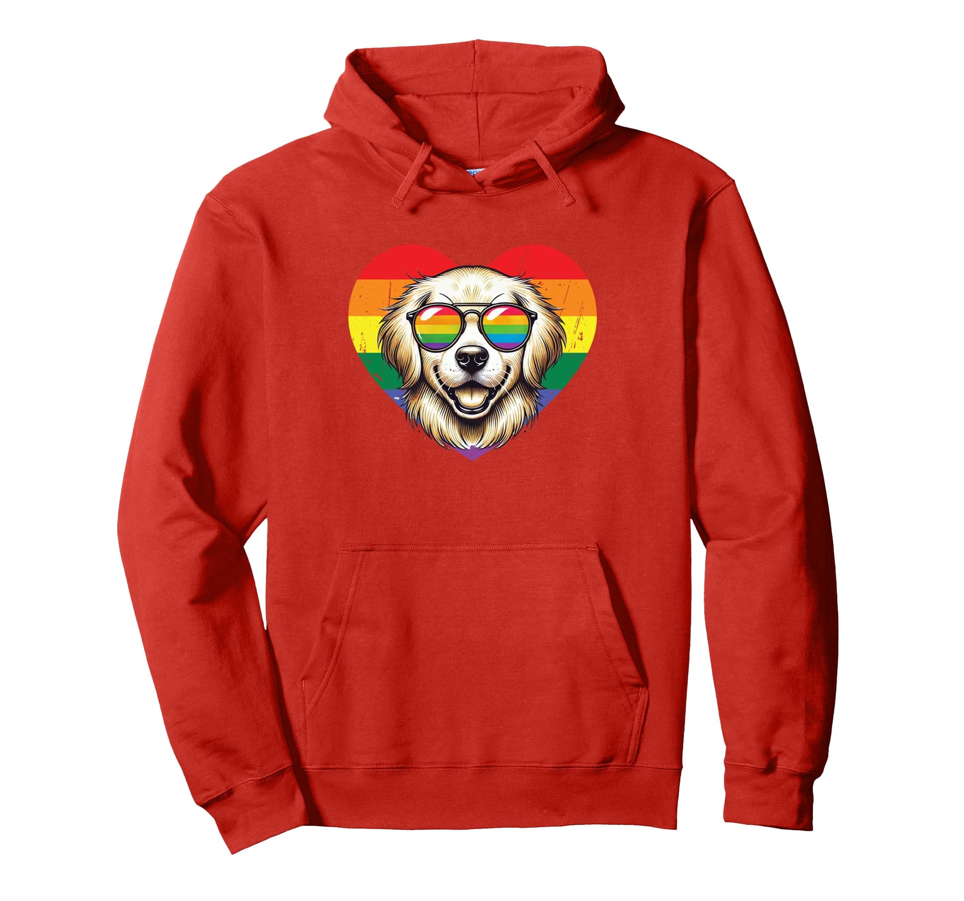 Rainbow Love Heart Dog Pride Lgbt Hoodie - Casual Everyday Wear Men Women - T-Shirt, Sweatshirt, Hoodie