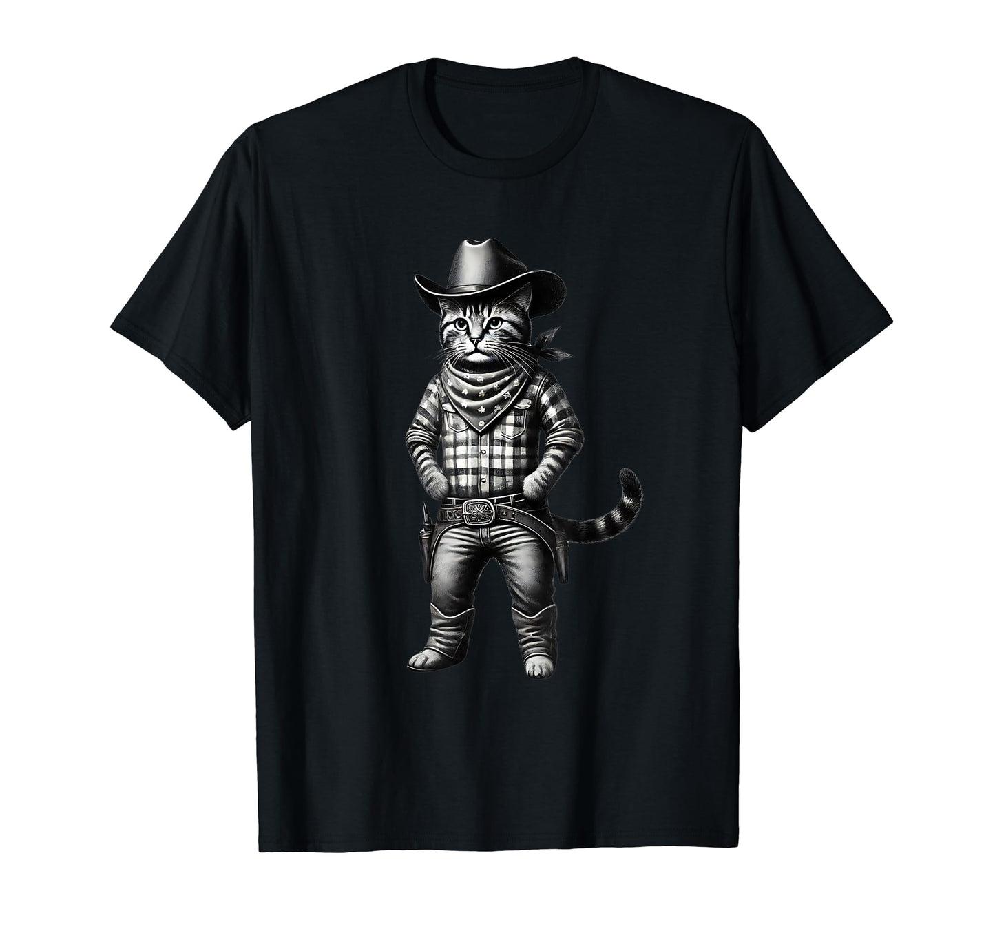 Meowdy Funny Cat Wearing Cowboy Hat T-Shirt - Novelty Apparel for Adults - T-Shirt, Sweatshirt, Hoodie