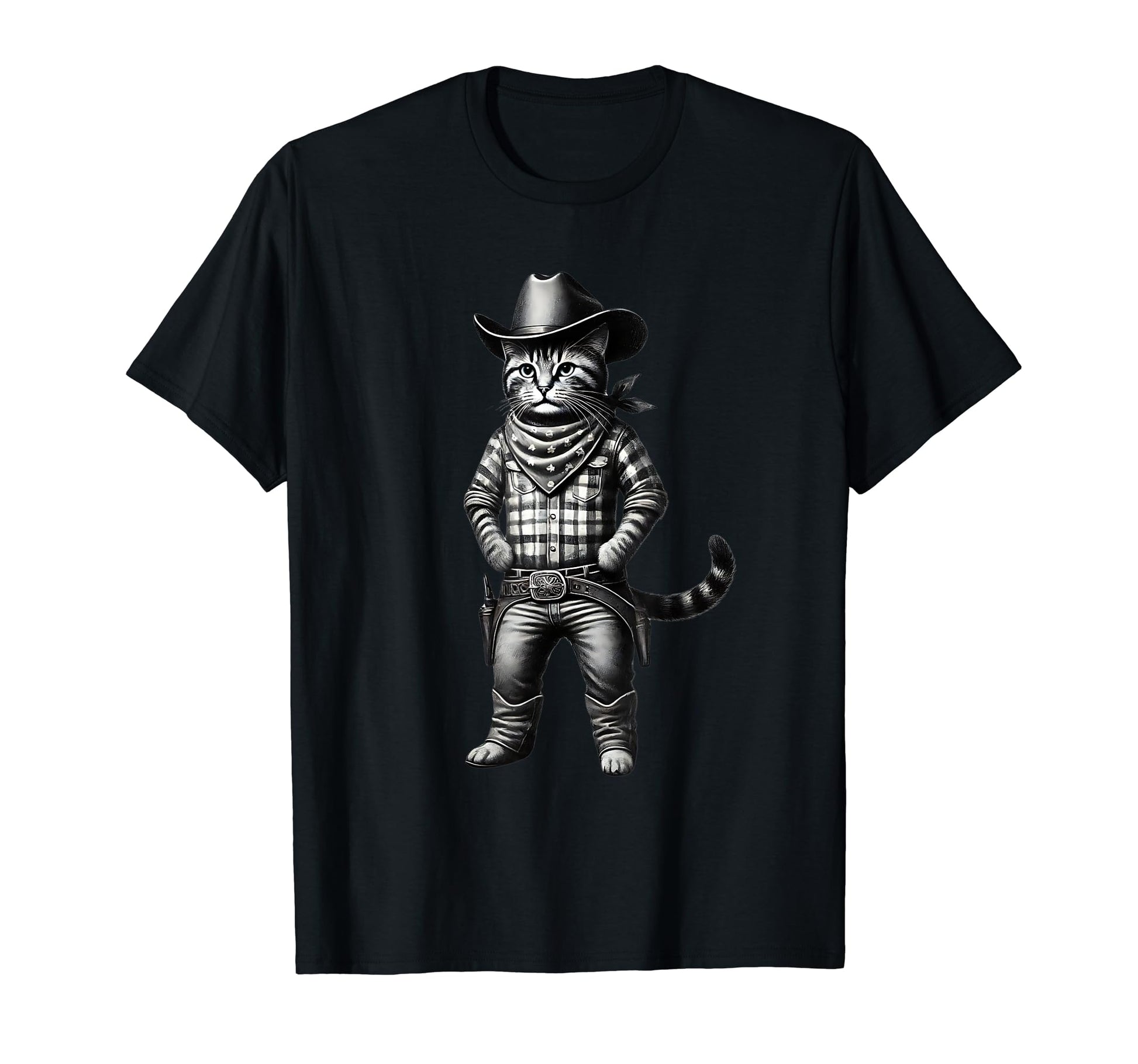 Meowdy Funny Cat Wearing Cowboy Hat T-Shirt - Novelty Apparel for Adults - T-Shirt, Sweatshirt, Hoodie