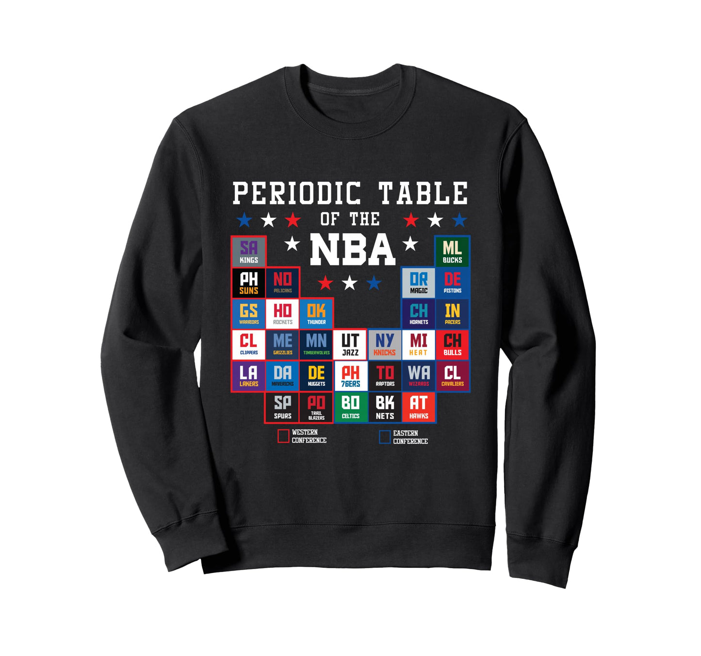 Nba Periodic Table Nba East Sweatshirt - Casual Everyday Wear Men Women - T-Shirt, Sweatshirt, Hoodie